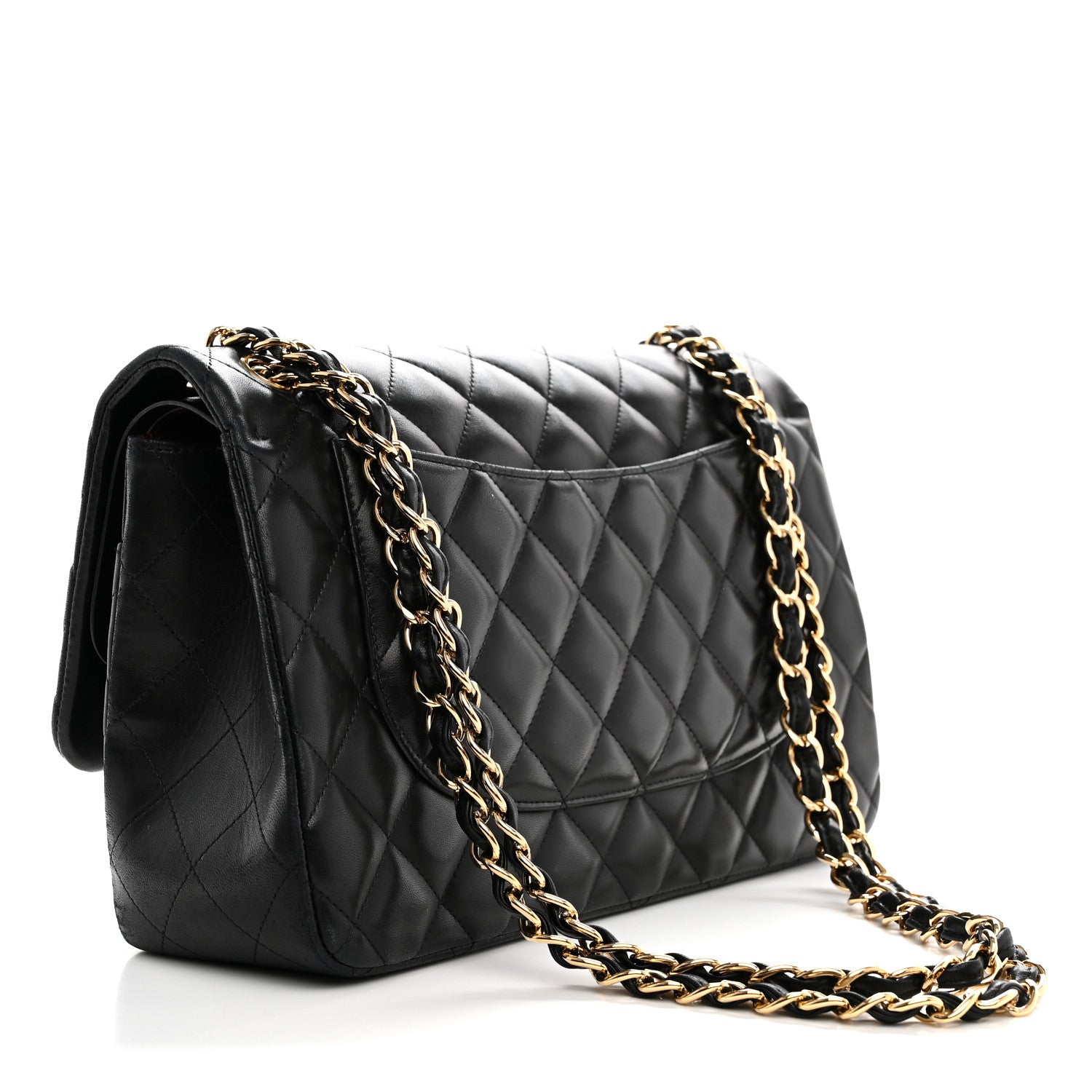 Lambskin Quilted Jumbo Double Flap Black — view 3
