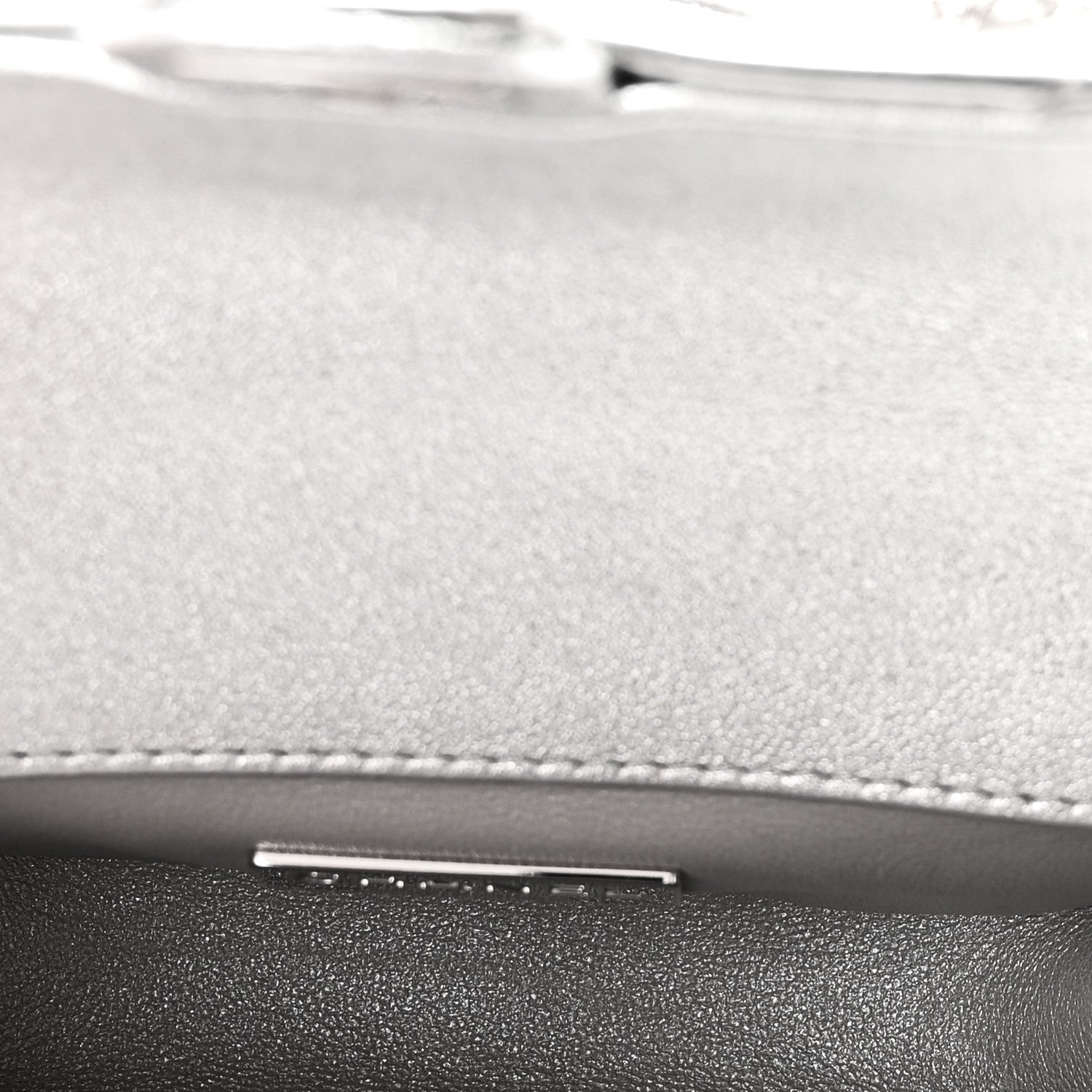 Mirror Calfskin Small Top Handle Clutch With Chain Silver — view 5