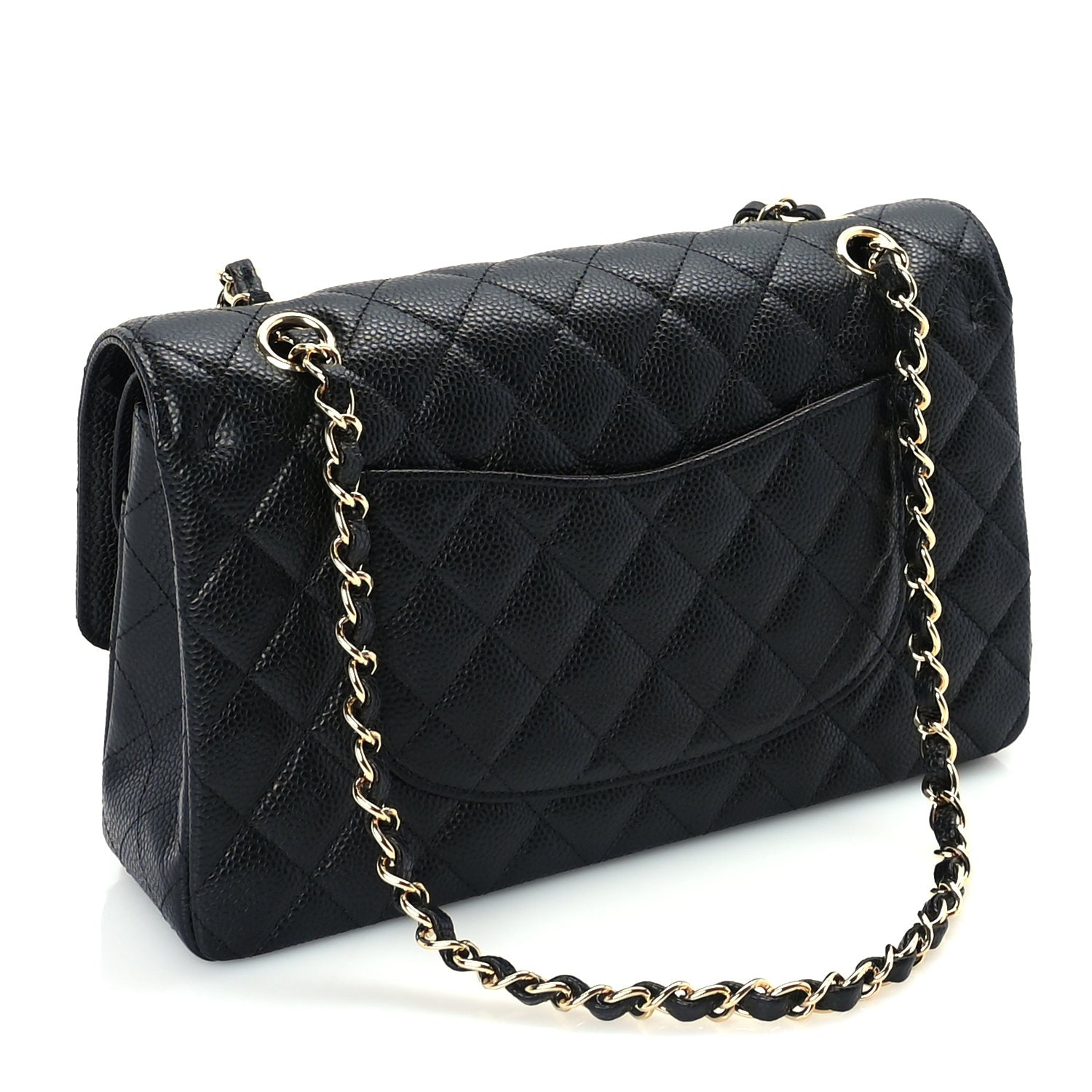Caviar Quilted Medium Double Flap Black — view 2