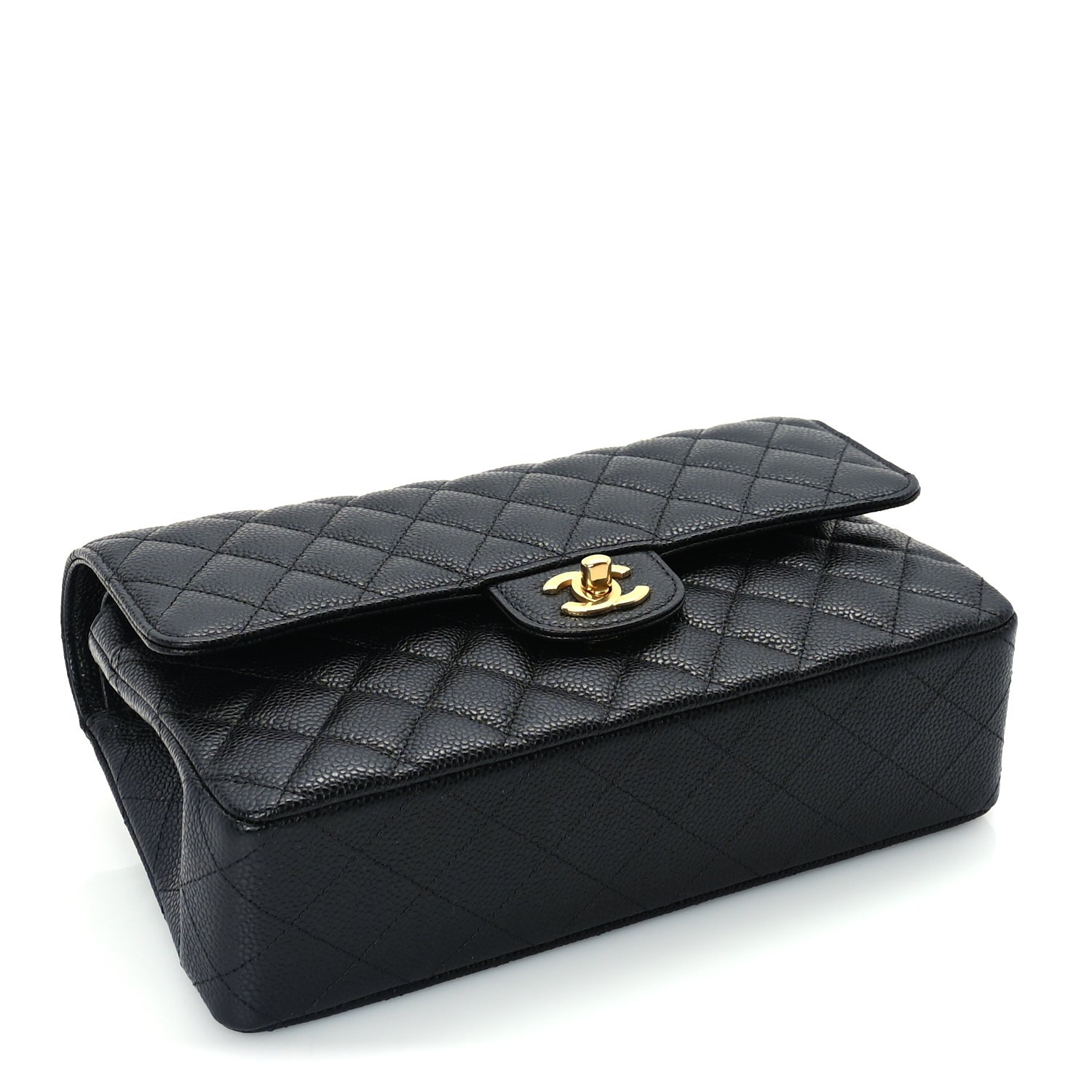 Caviar Quilted Medium Double Flap Black — view 3