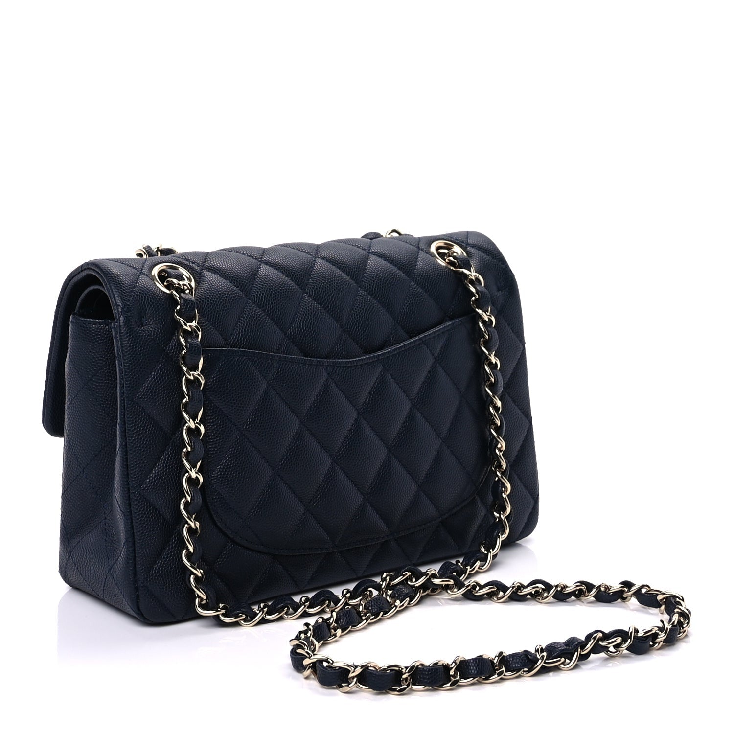 Caviar Quilted Small Double Flap Dark Navy — view 2