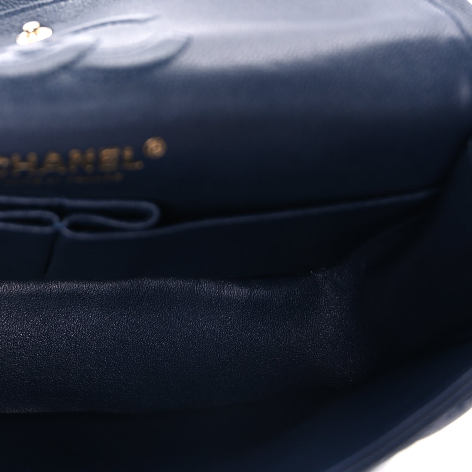 Caviar Quilted Small Double Flap Dark Navy — view 4