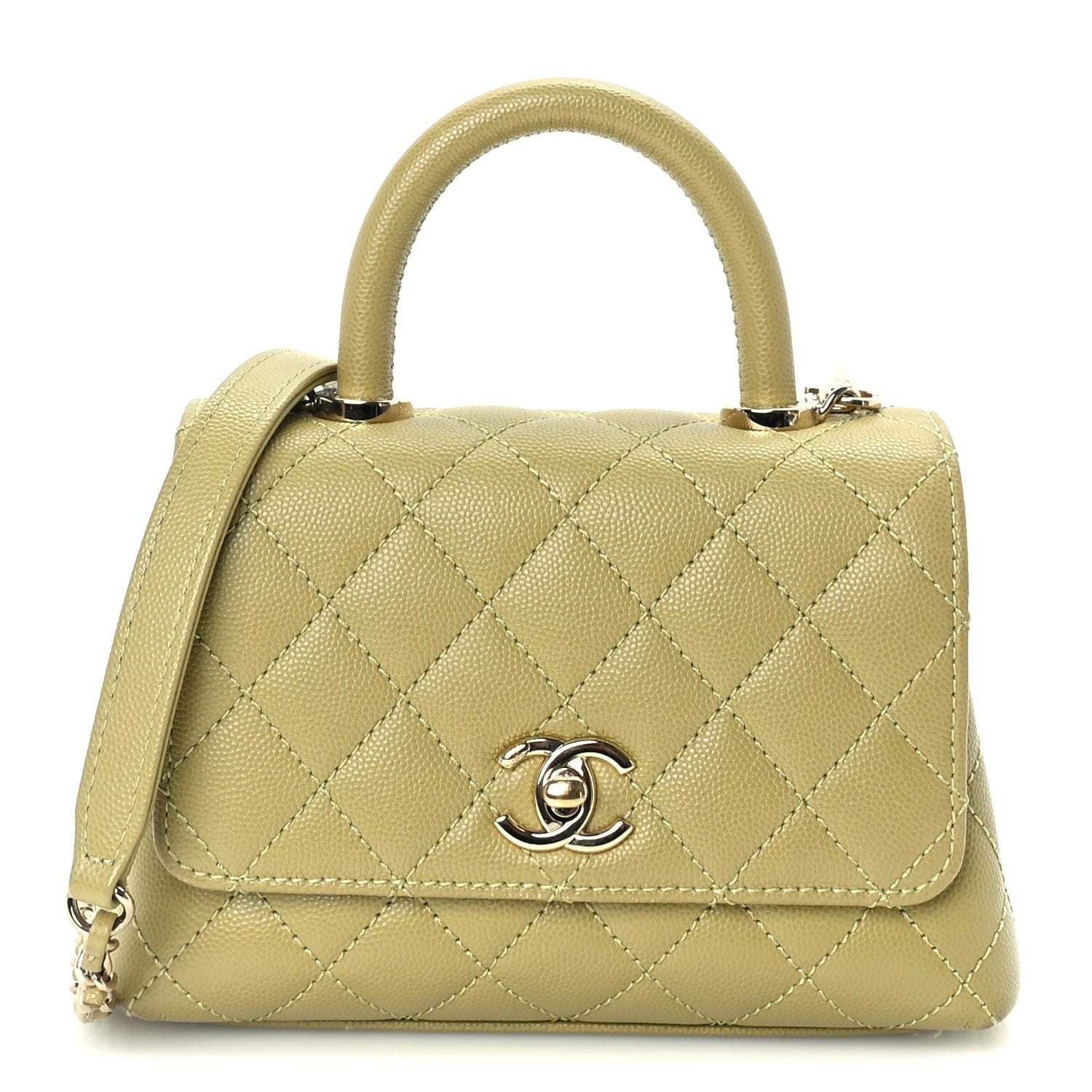 Caviar Quilted Extra Mini Coco Handle Flap Light Green