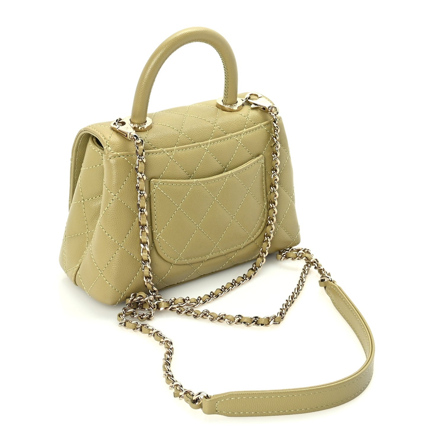 Caviar Quilted Extra Mini Coco Handle Flap Light Green — view 2