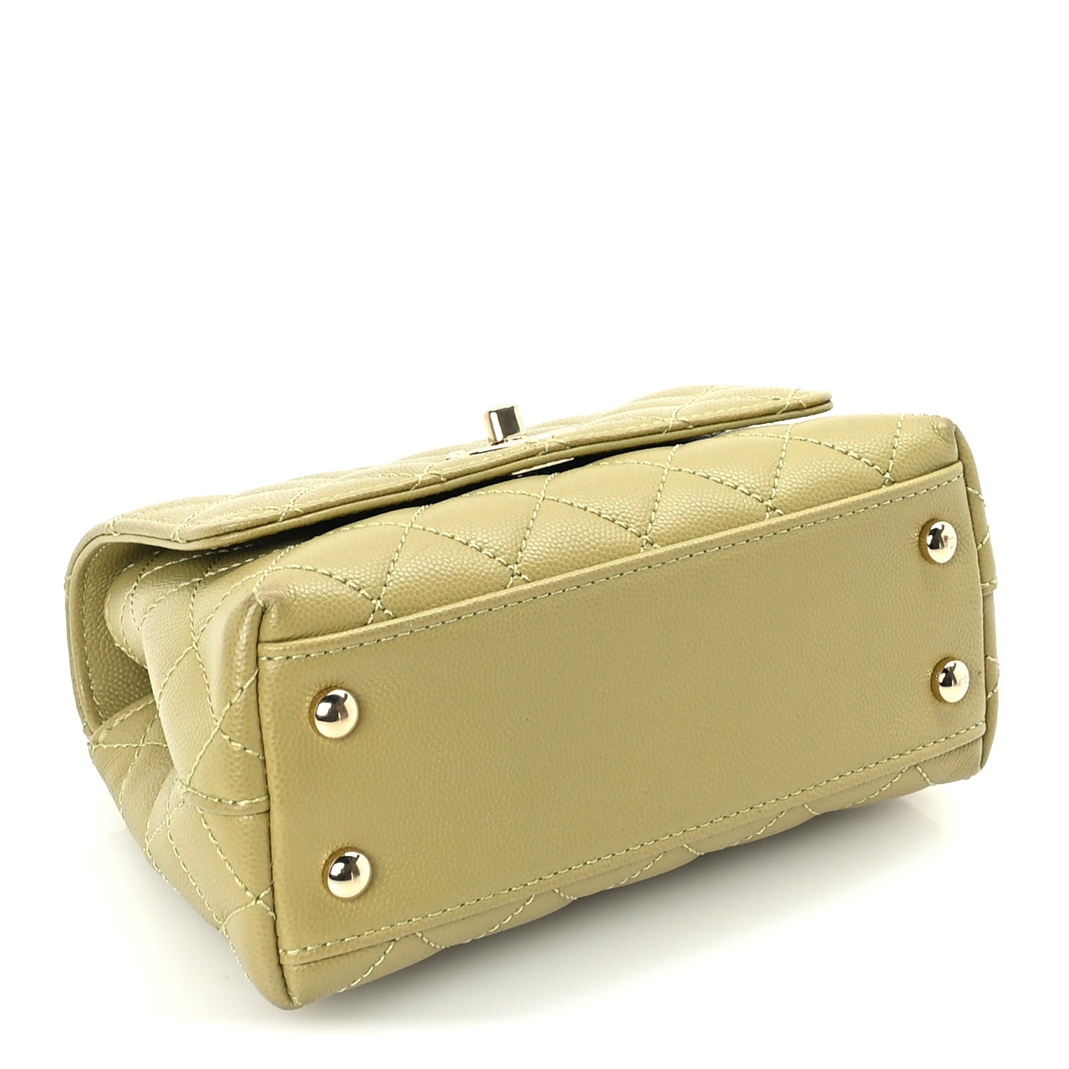 Caviar Quilted Extra Mini Coco Handle Flap Light Green — view 3