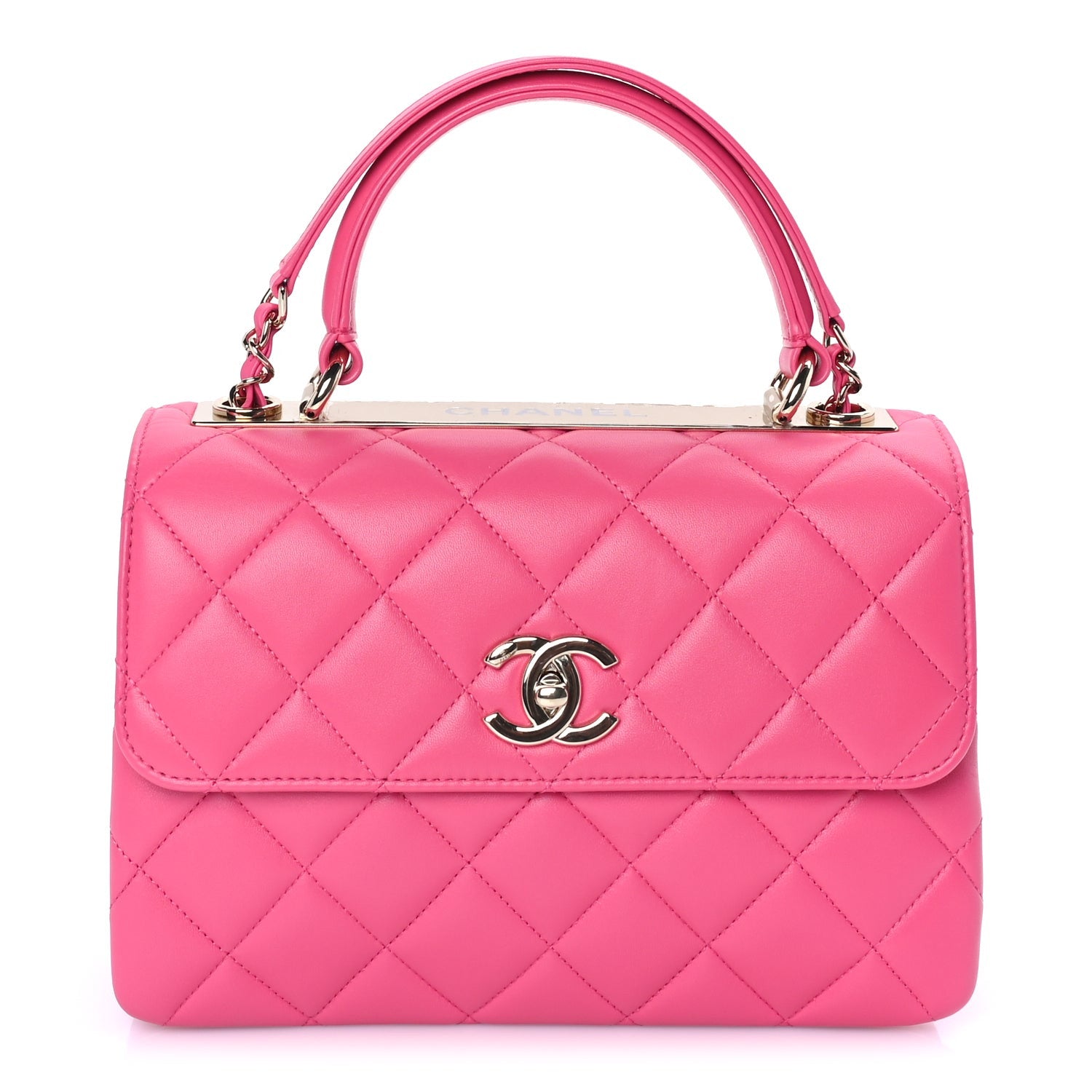 Lambskin Quilted Small Trendy CC Flap Dual Handle Bag Dark Pink