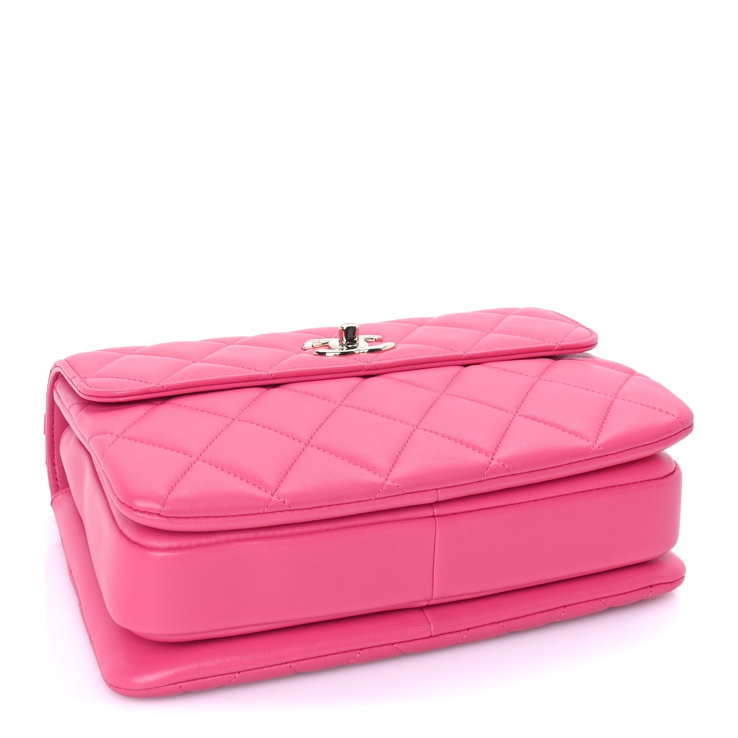 Lambskin Quilted Small Trendy CC Flap Dual Handle Bag Dark Pink — view 3