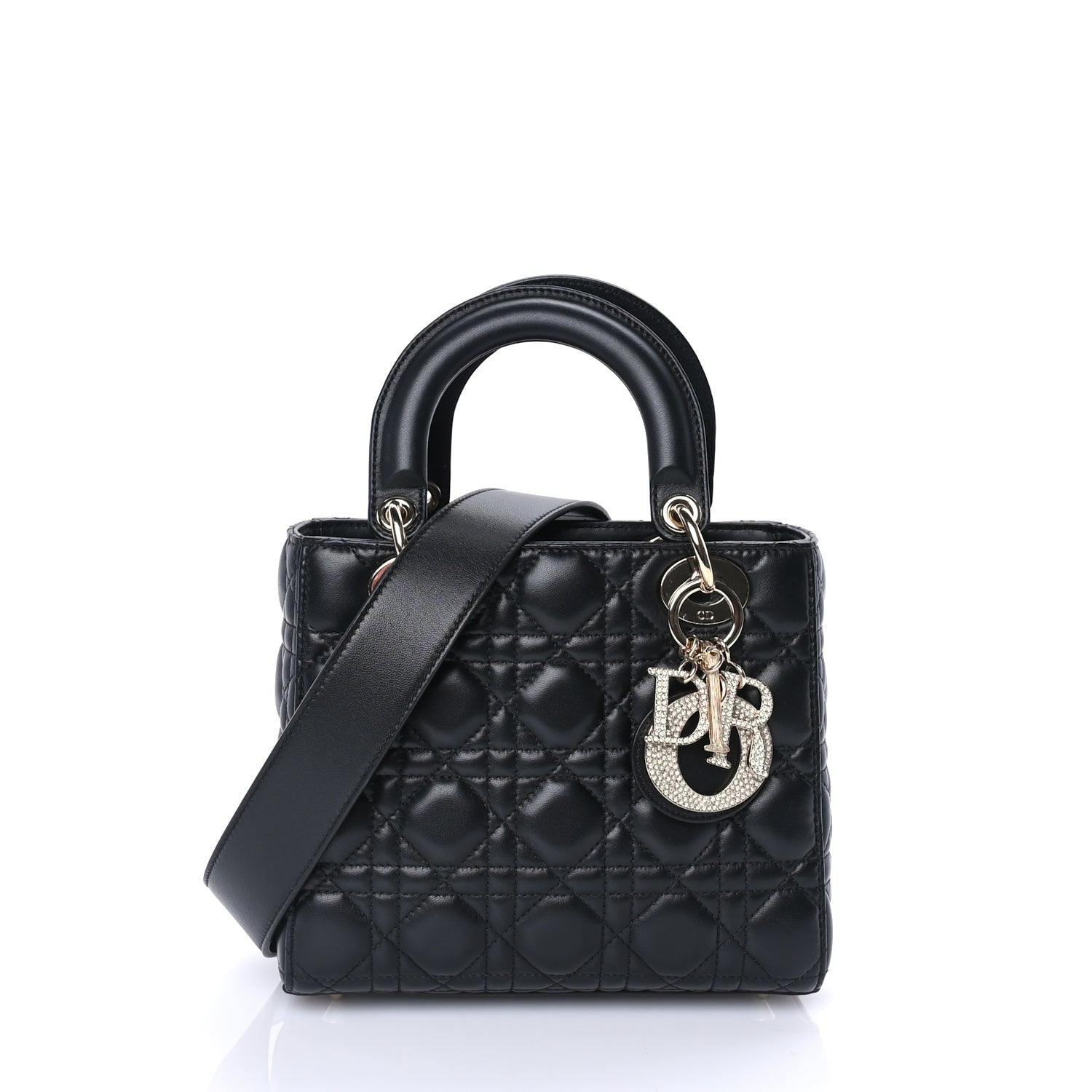 Lambskin Cannage Crystal Small My ABCDior Lady Dior Black — view 2