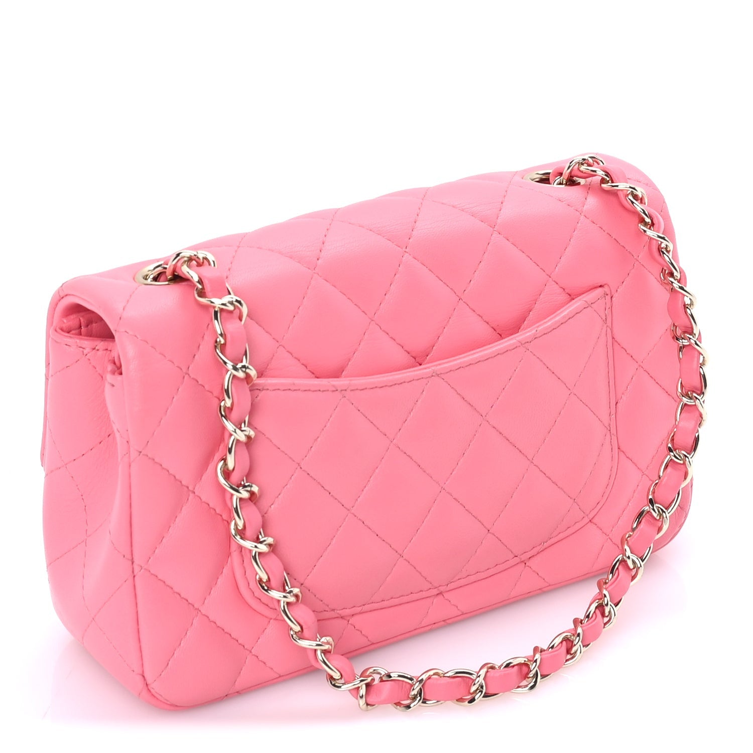 Lambskin Quilted Mini Rectangular Flap Pink — view 2