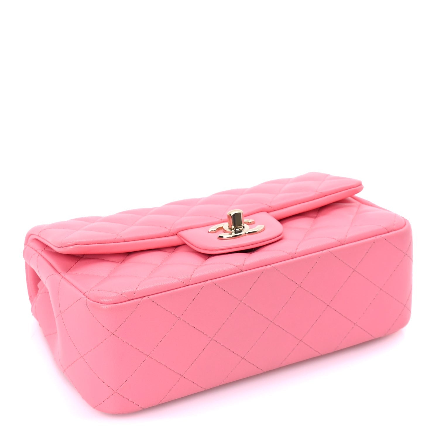 Lambskin Quilted Mini Rectangular Flap Pink — view 3