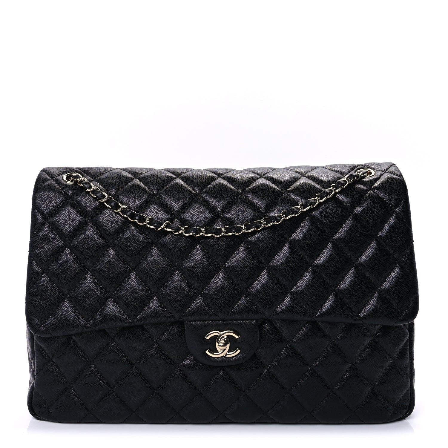 Caviar Quilted XXL Travel Flap Bag Black