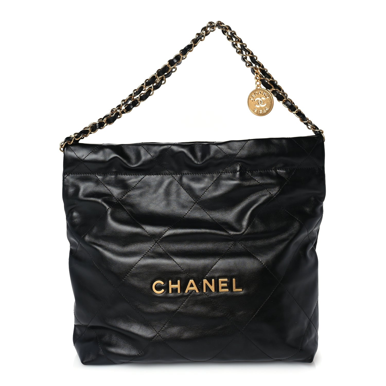 Shiny Calfskin Quilted 22 Black