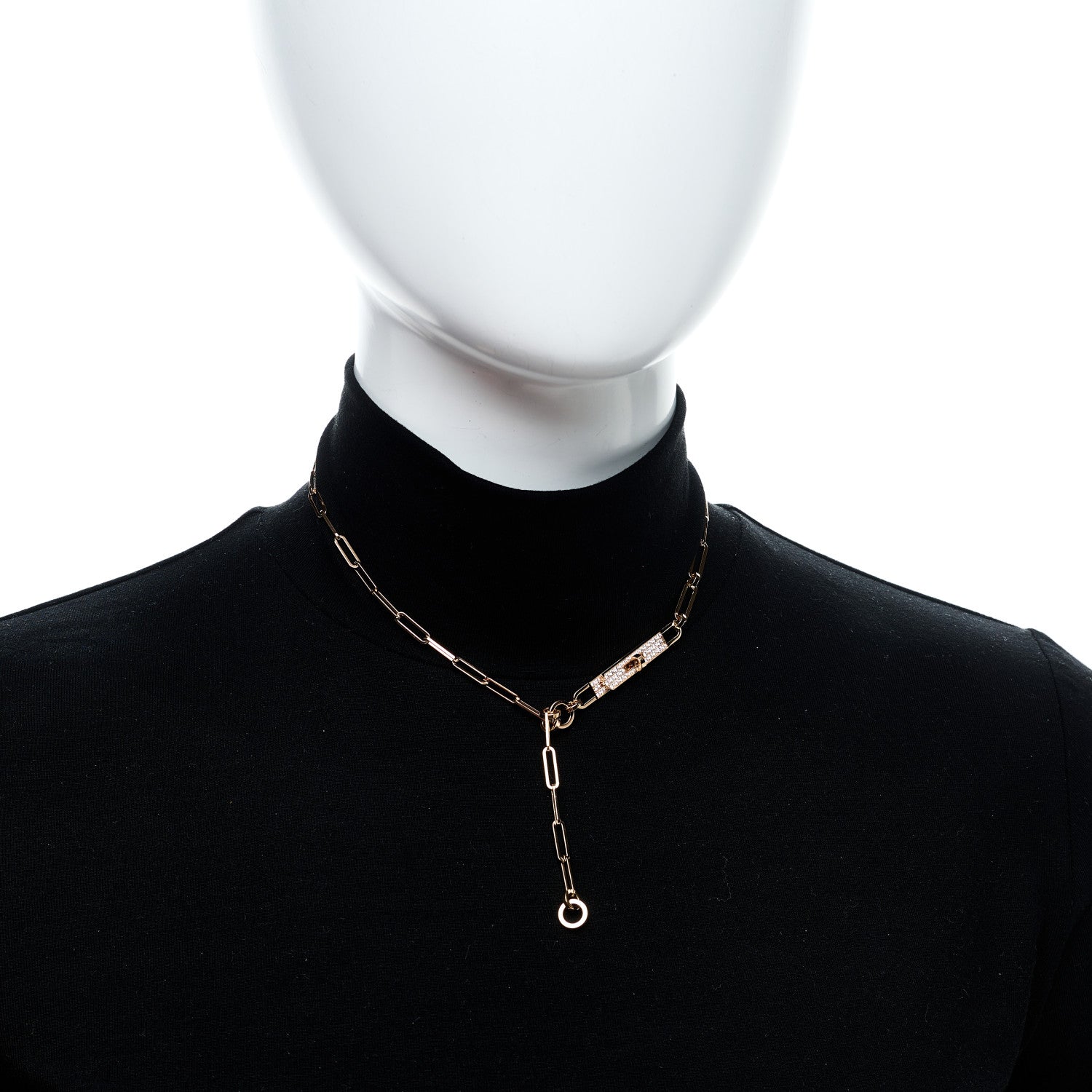 18K Rose Gold Diamond Pave PM Kelly Chaine Lariat Necklace SH — view 2