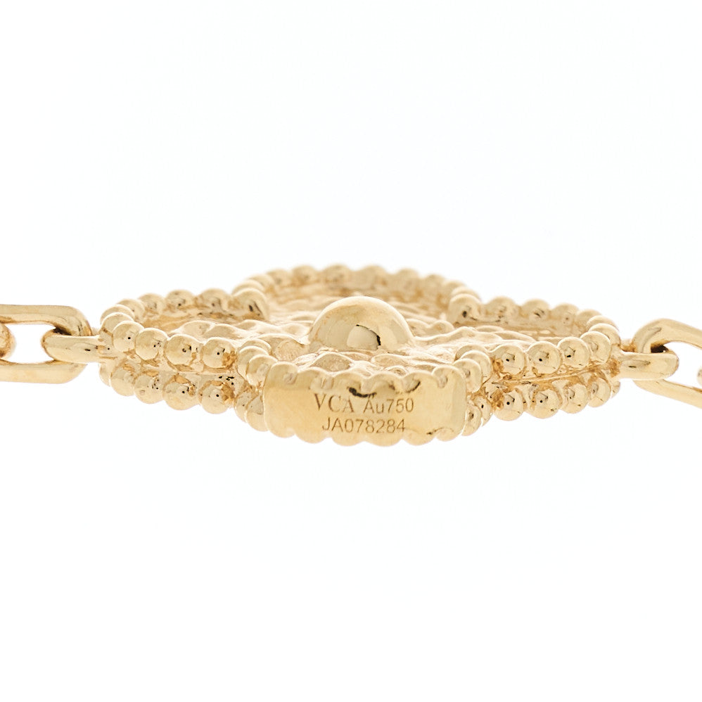 18K Yellow Gold 10 Motifs Guilloche Vintage Alhambra Necklace — view 5