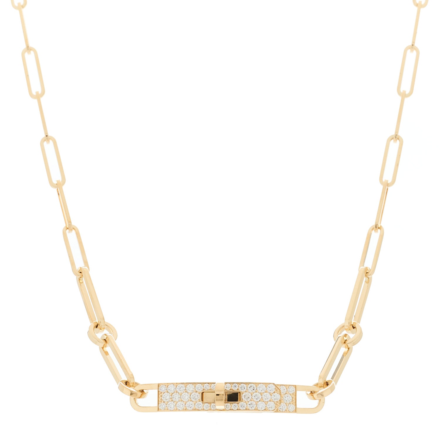18K Yellow Gold Diamond Pave Kelly Chaine Choker Necklace