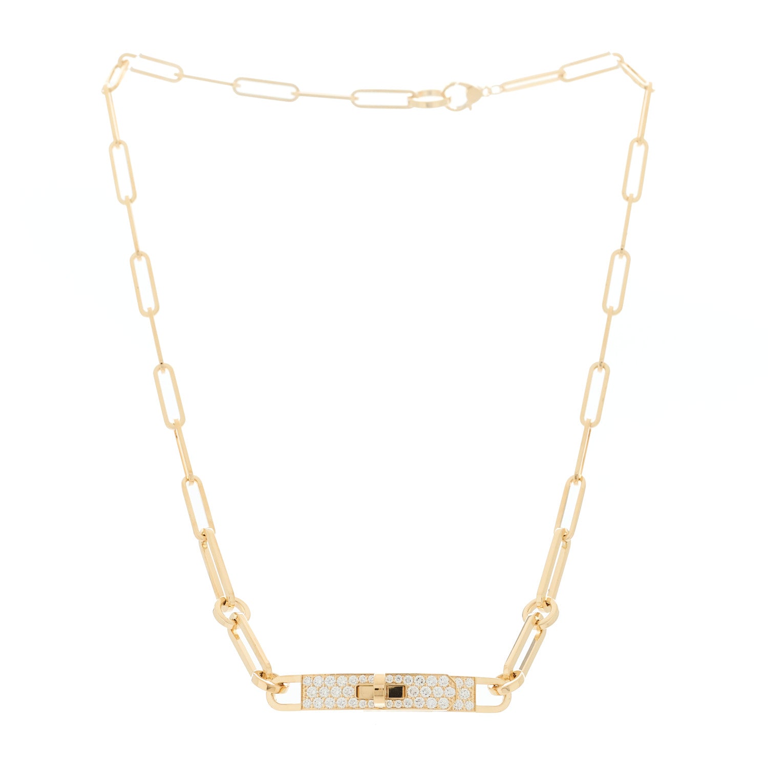 18K Yellow Gold Diamond Pave Kelly Chaine Choker Necklace — view 2