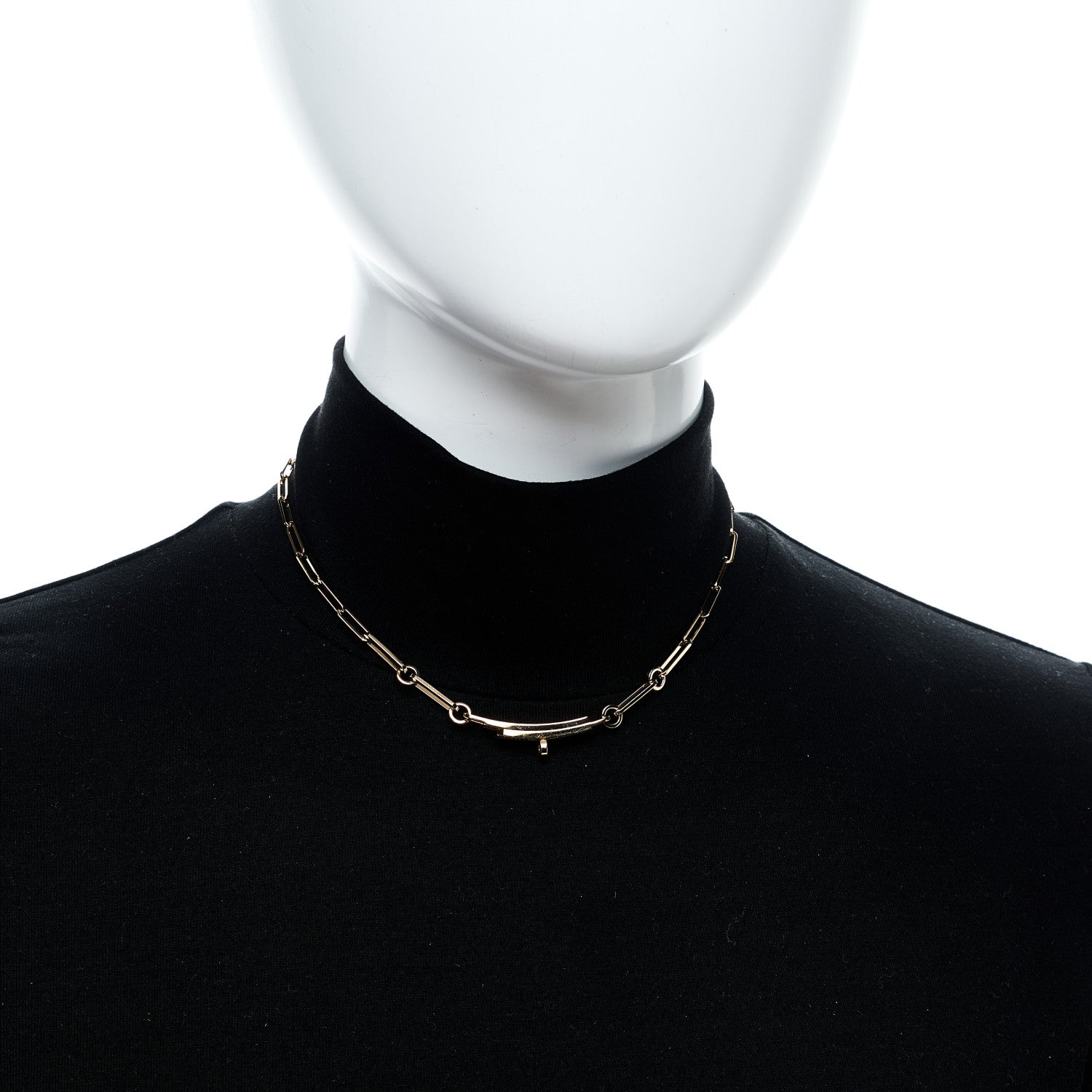 18K Yellow Gold Diamond Pave Kelly Chaine Choker Necklace — view 5