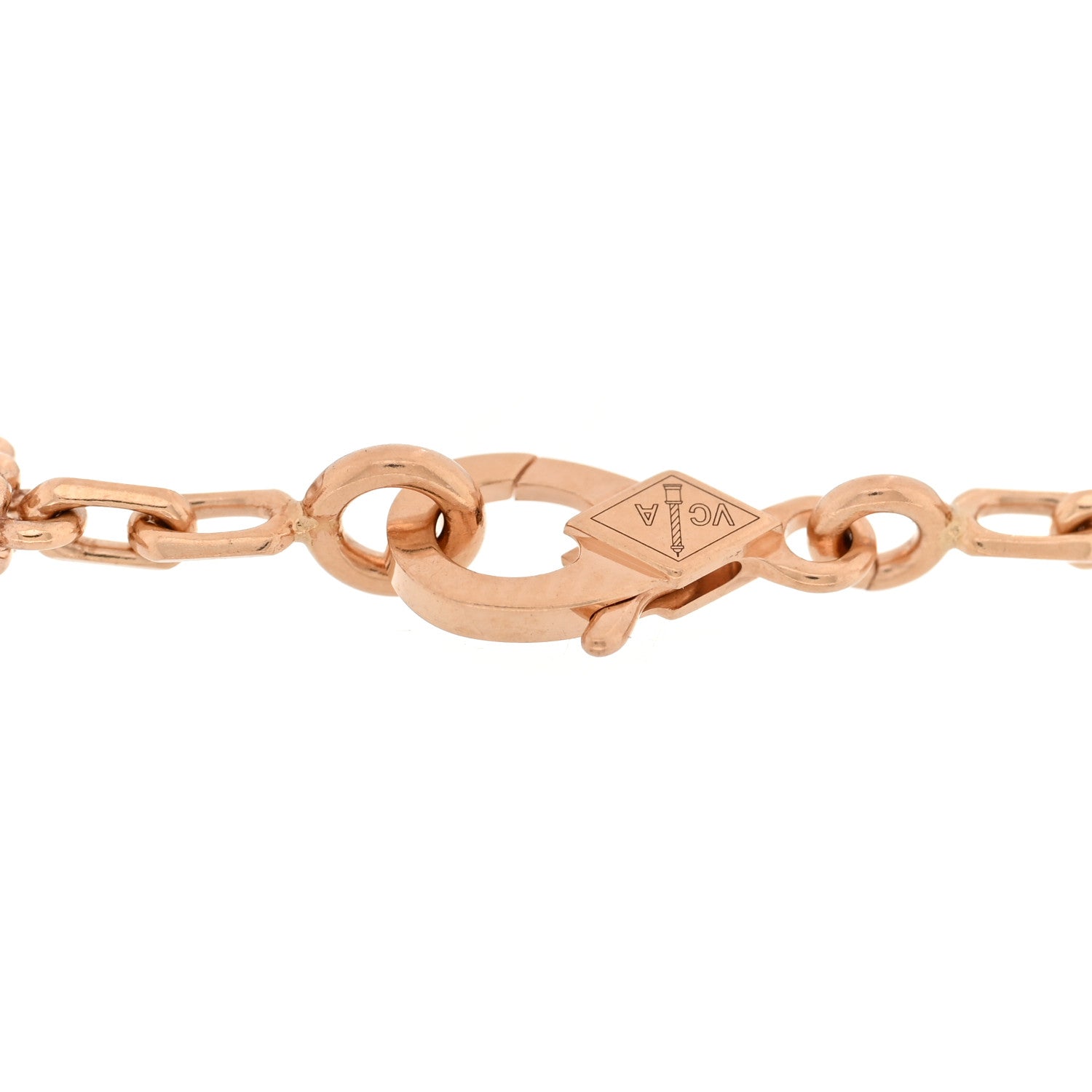 18K Rose Gold Carnelian 5 Motifs Guilloche Vintage Alhambra Bracelet — view 3