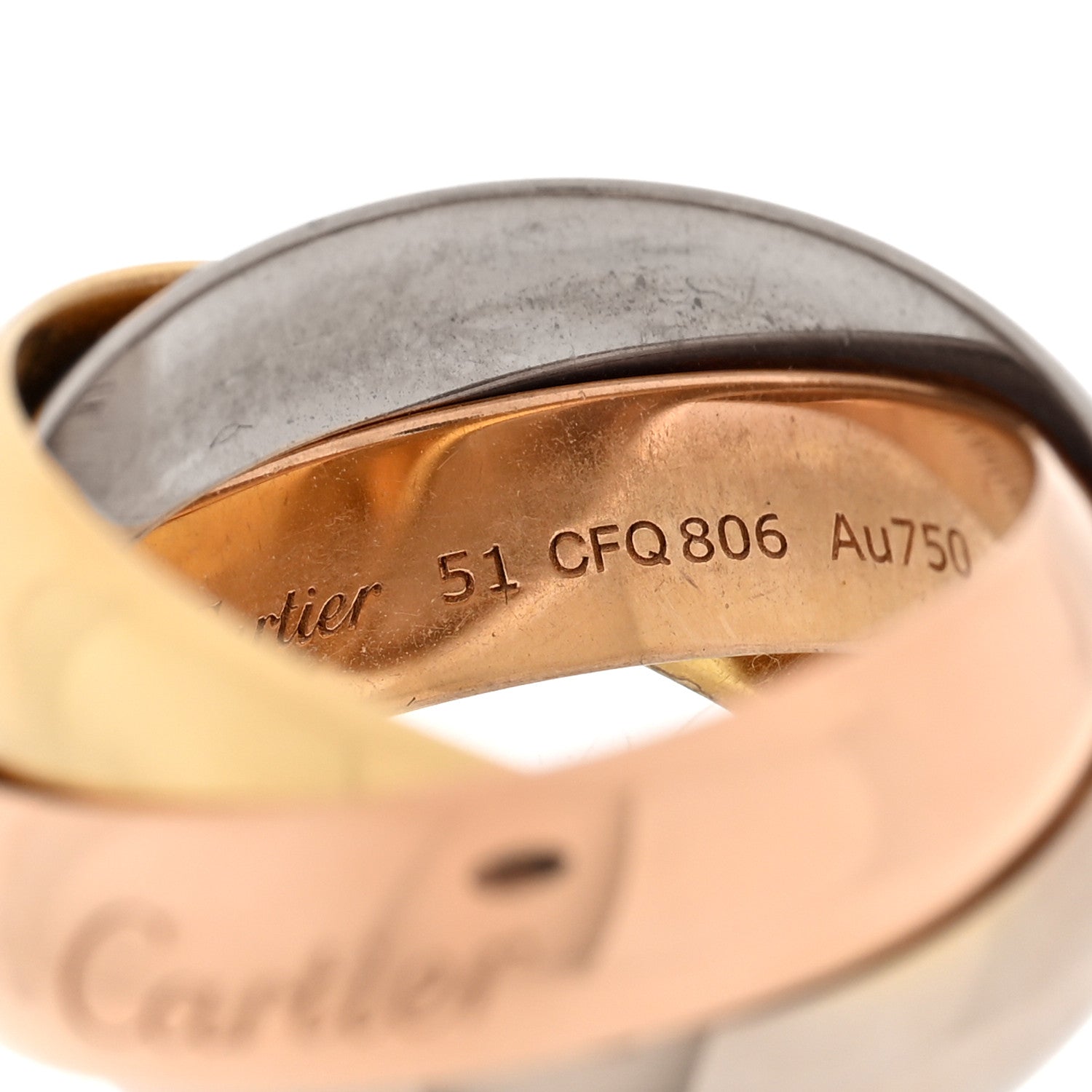 18K Pink Yellow White Gold Extra Large Trinity Ring 51 5.75 — view 4