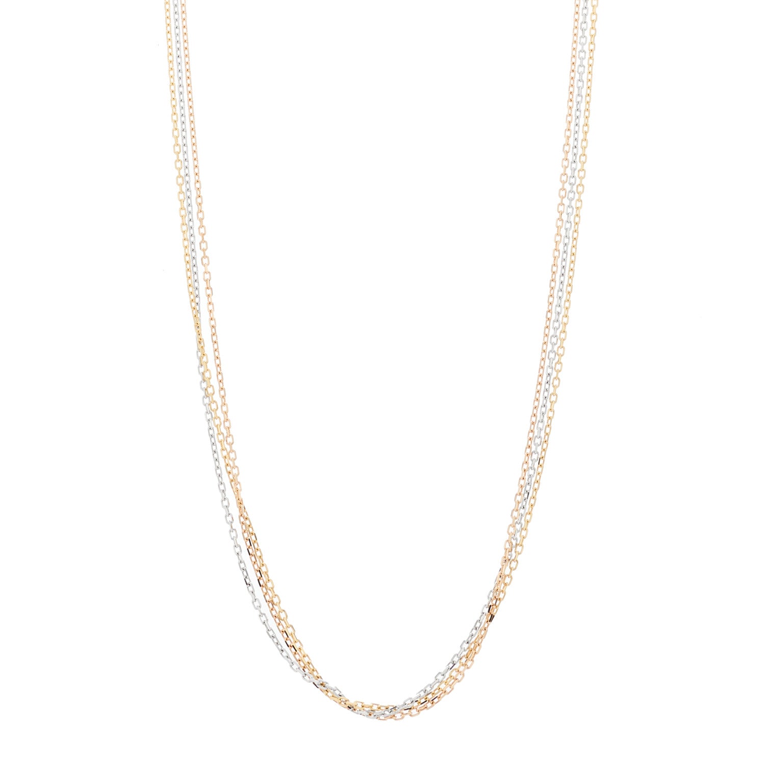 18K Pink Yellow White Gold Three Chain Necklace