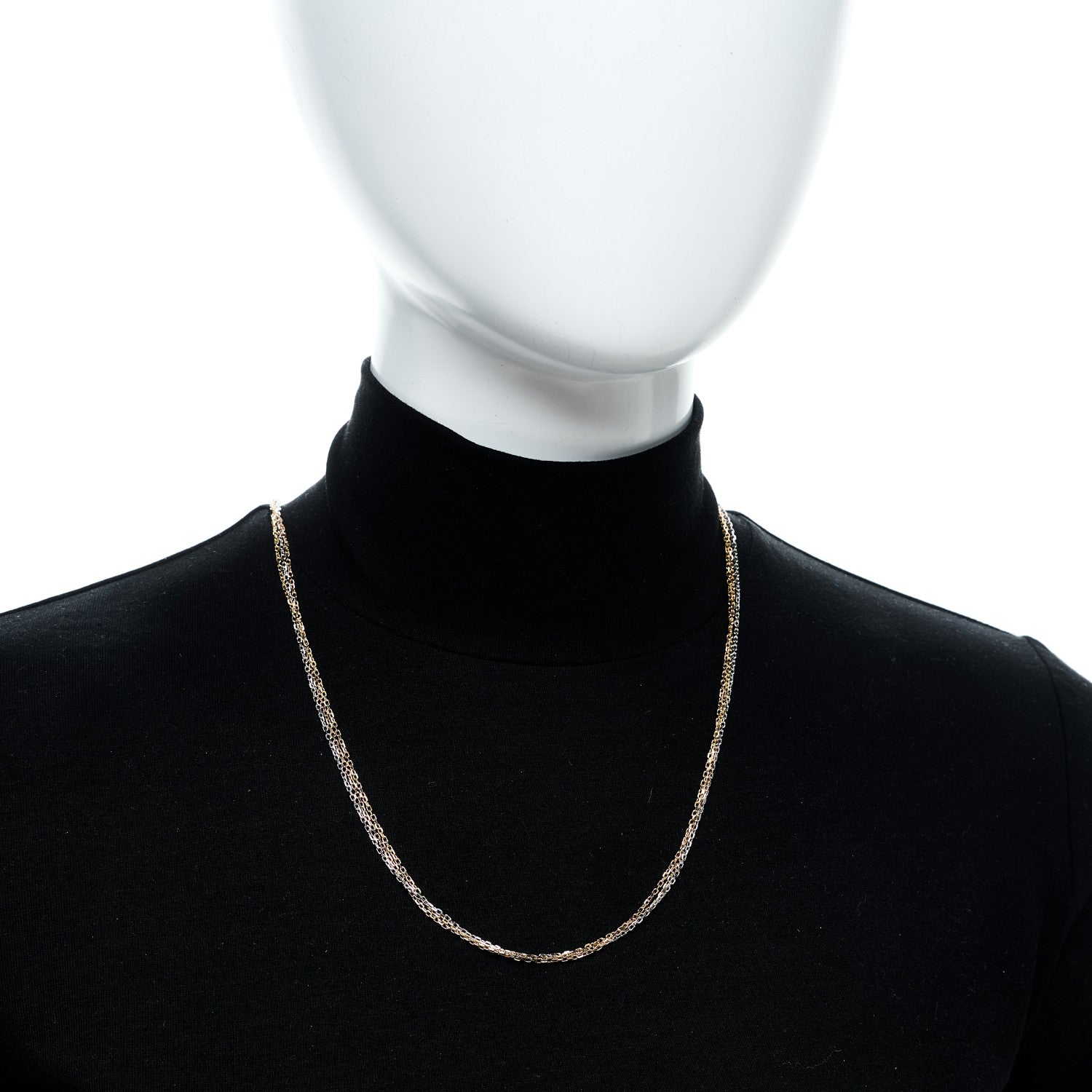 18K Pink Yellow White Gold Three Chain Necklace — view 2