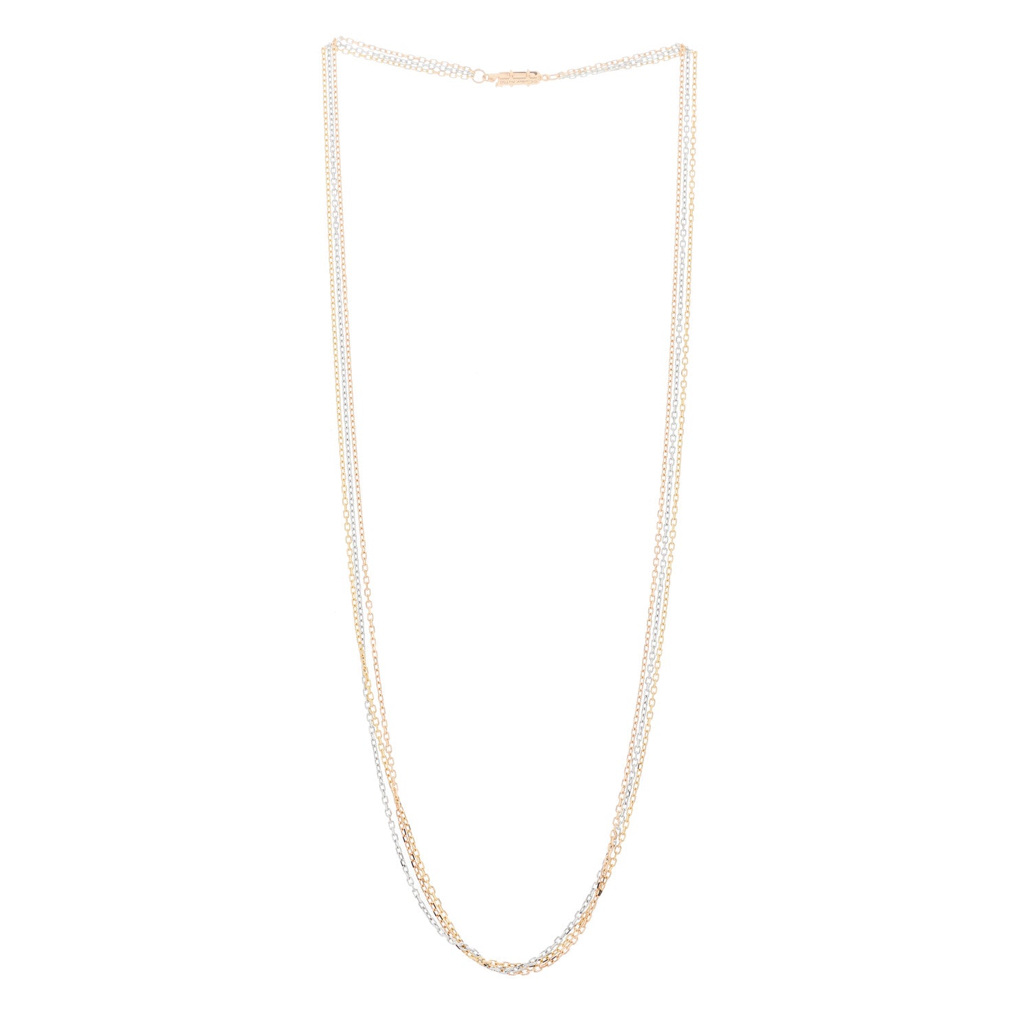 18K Pink Yellow White Gold Three Chain Necklace — view 3