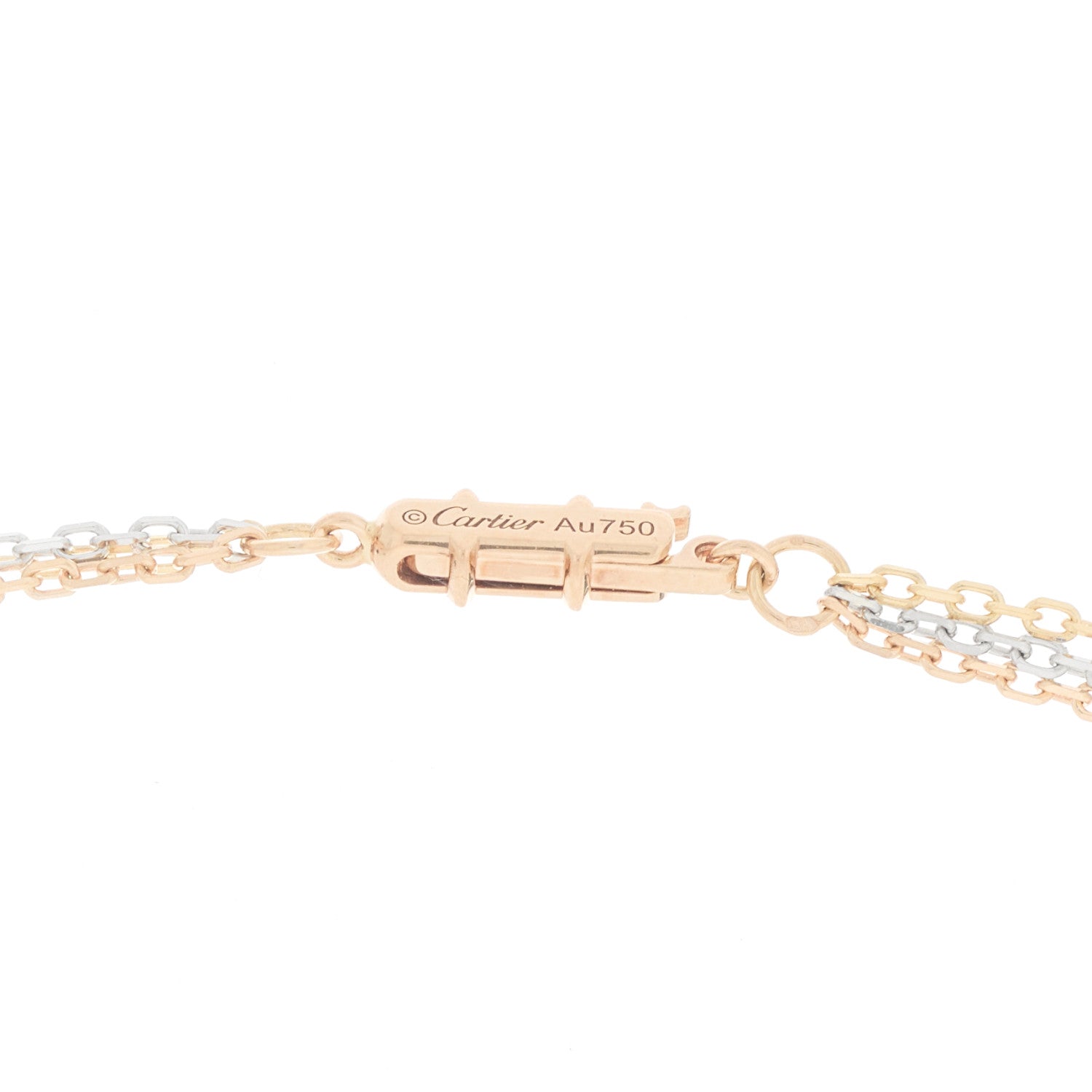 18K Pink Yellow White Gold Three Chain Necklace — view 4