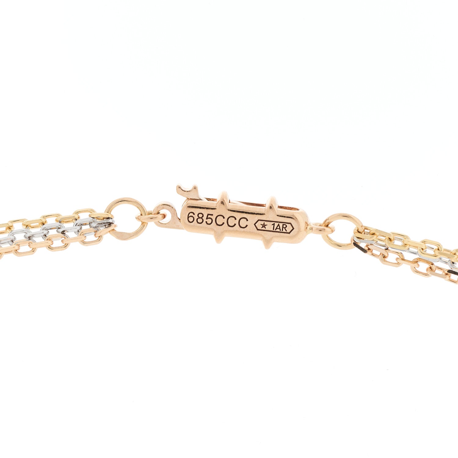 18K Pink Yellow White Gold Three Chain Necklace — view 5
