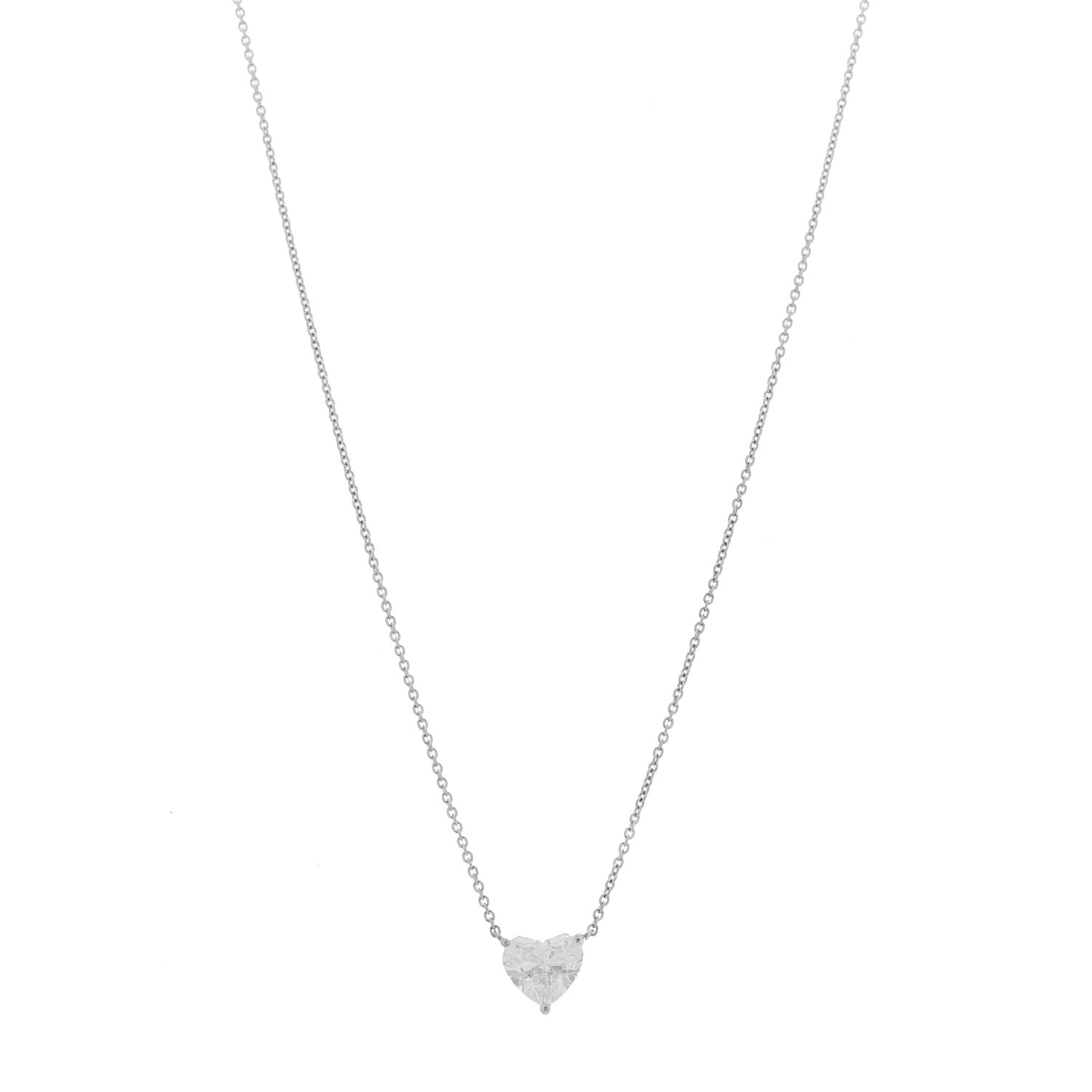 Platinum Diamond 1.71ct Heart Shape Solitaire Pendant Necklace