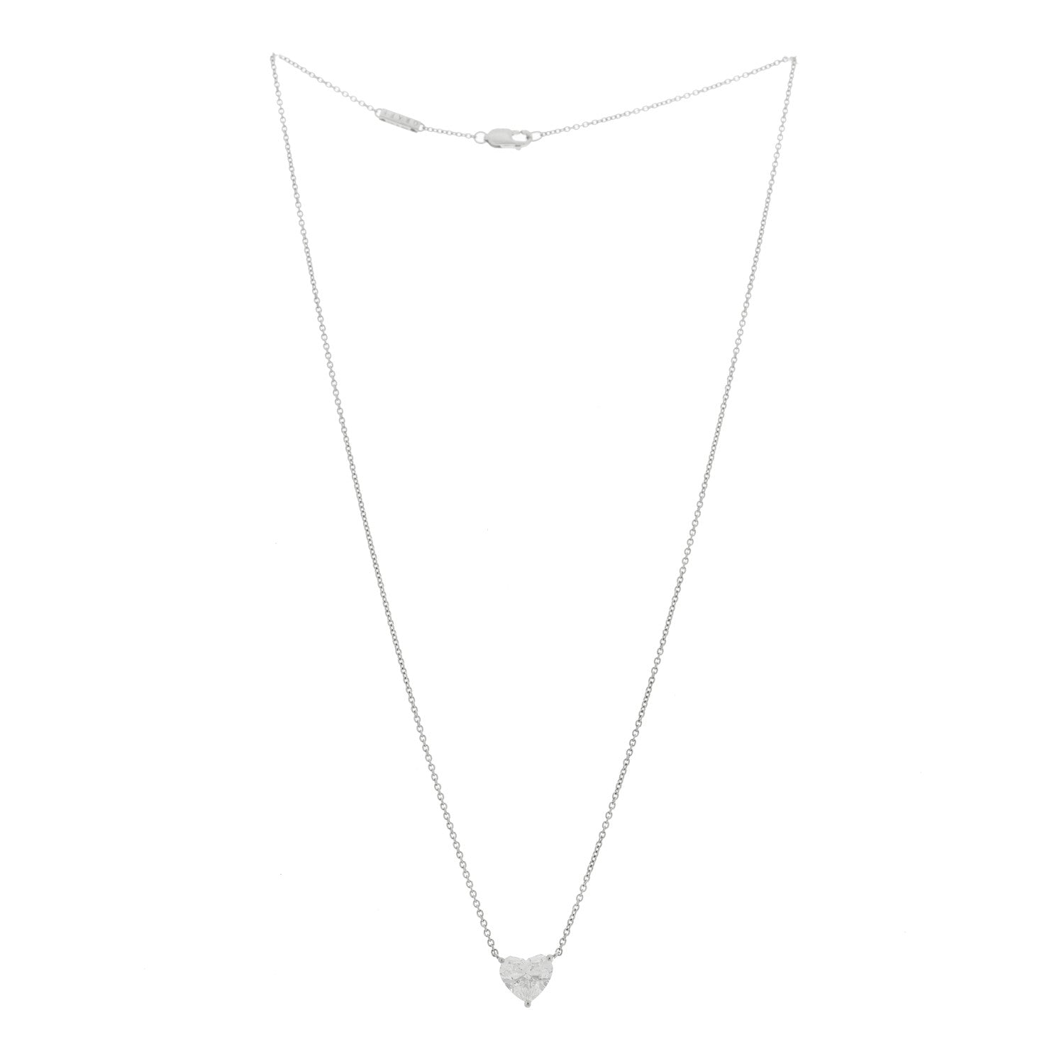 Platinum Diamond 1.71ct Heart Shape Solitaire Pendant Necklace — view 3