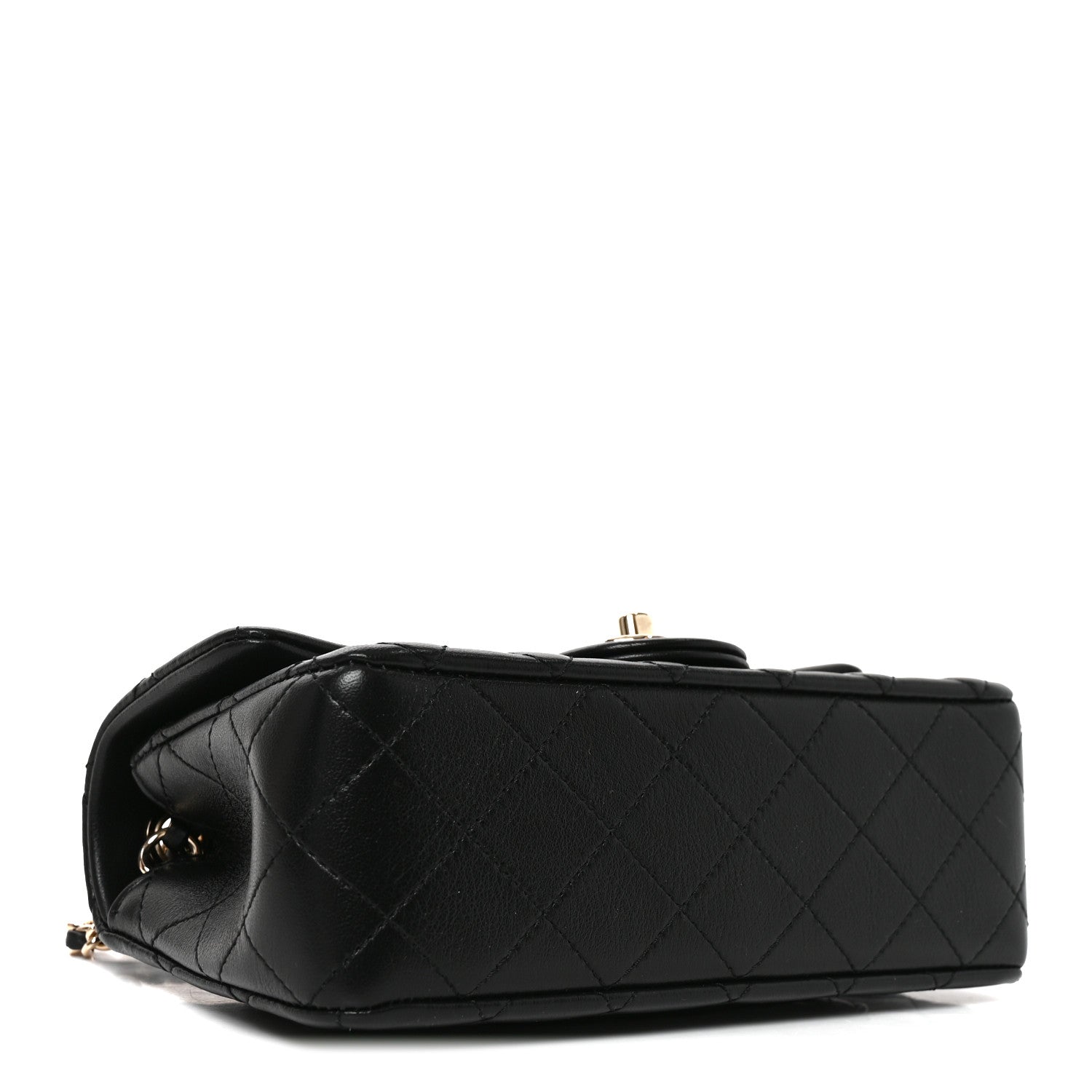 Lambskin Quilted Mini Rectangular CC Slide Flap Black — view 4