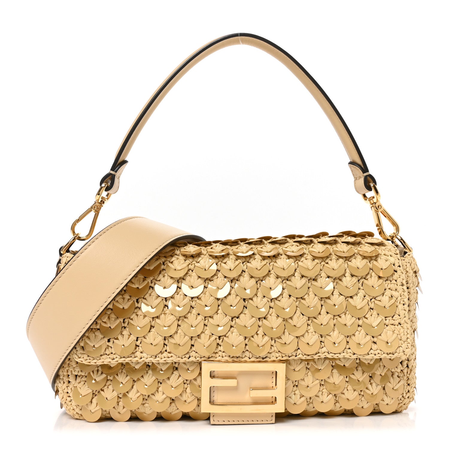 Sequin Macrame Baguette Beige Gold
