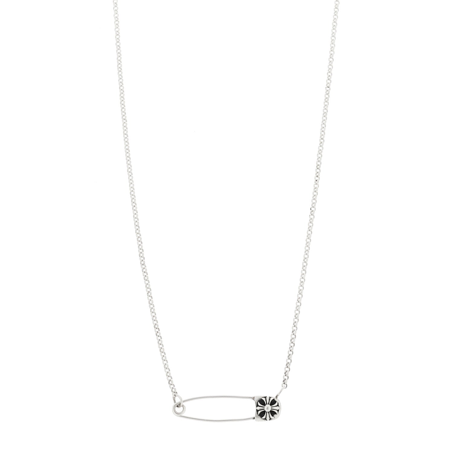 Sterling Silver Safety Pin Pendant Necklace