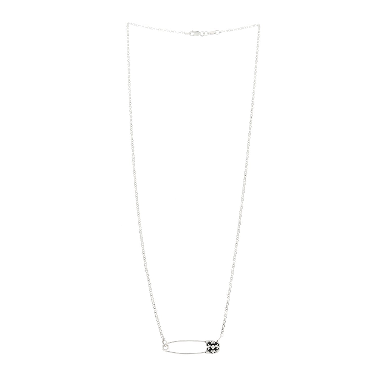 Sterling Silver Safety Pin Pendant Necklace — view 3