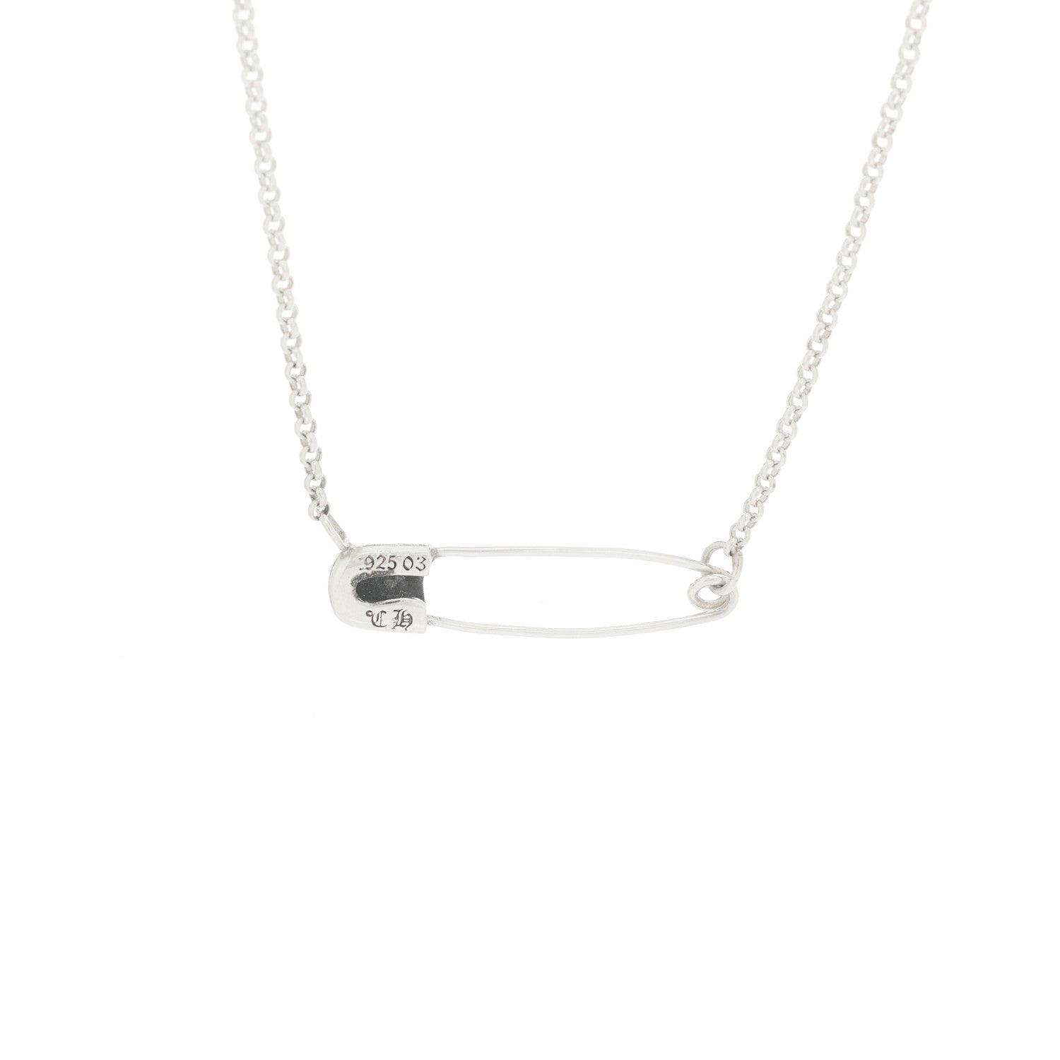 Sterling Silver Safety Pin Pendant Necklace — view 5