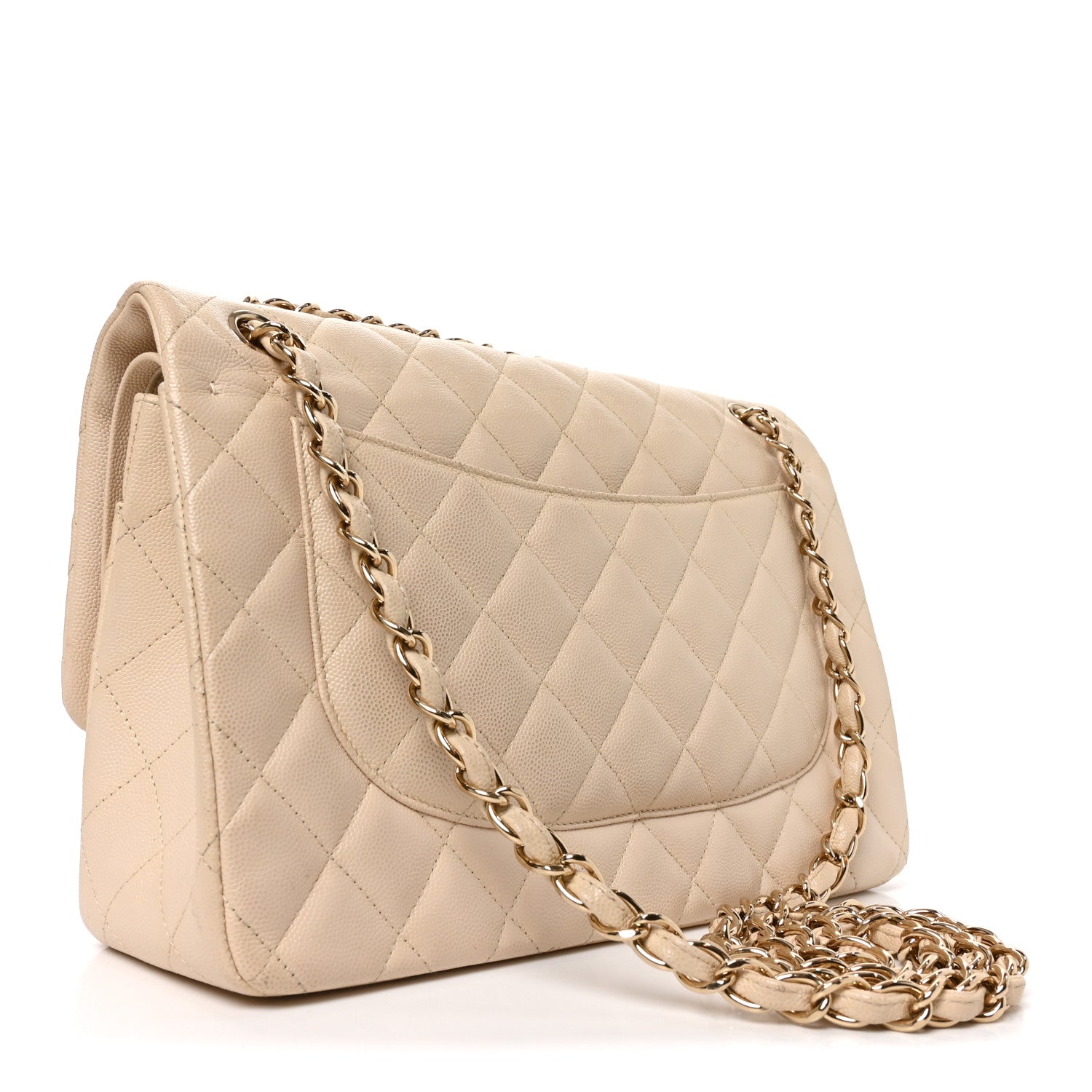 Caviar Quilted Jumbo Double Flap Beige Clair — view 3