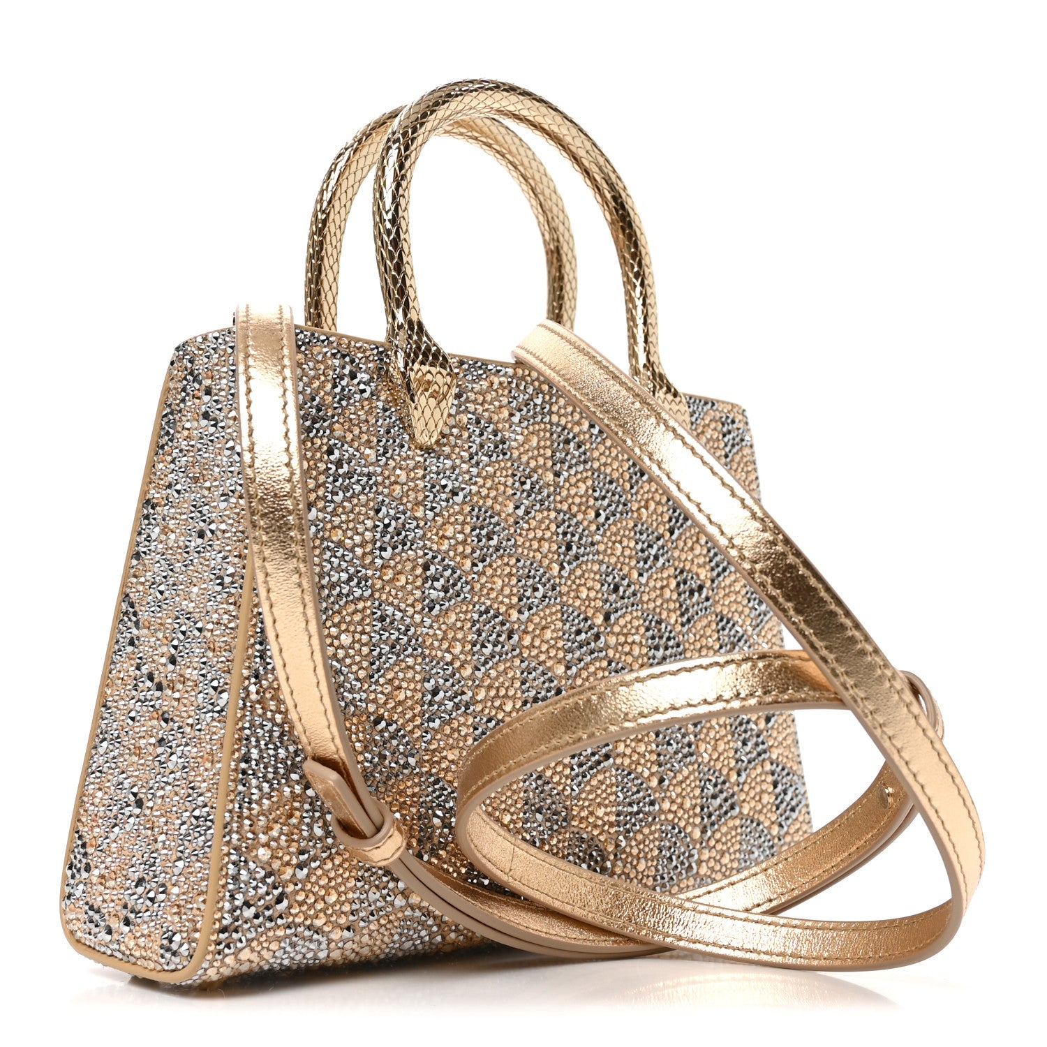 Calla Crystal Serpenti Duo Top Handle Bag Gold Silver — view 3