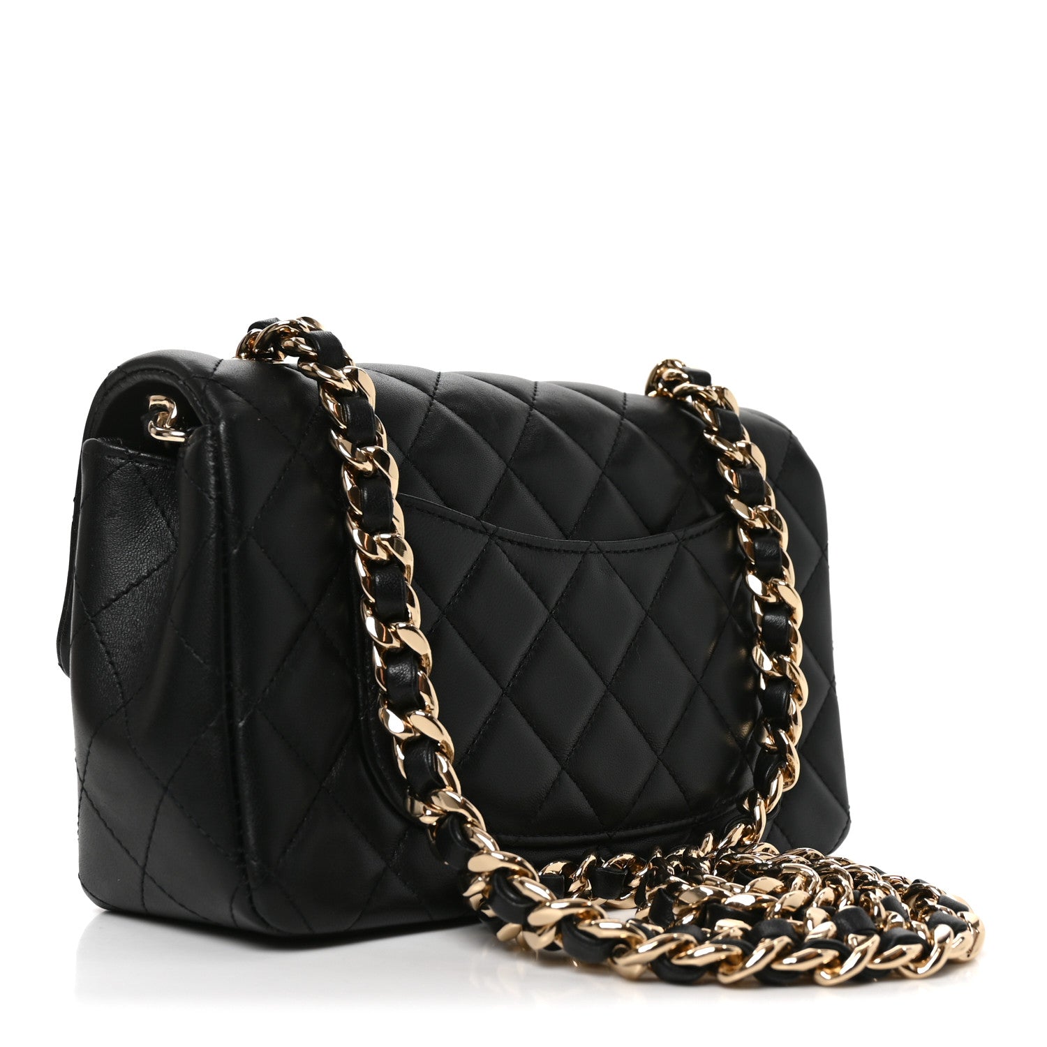 Lambskin Quilted Mini Coco Charms Rectangular Flap Black — view 3