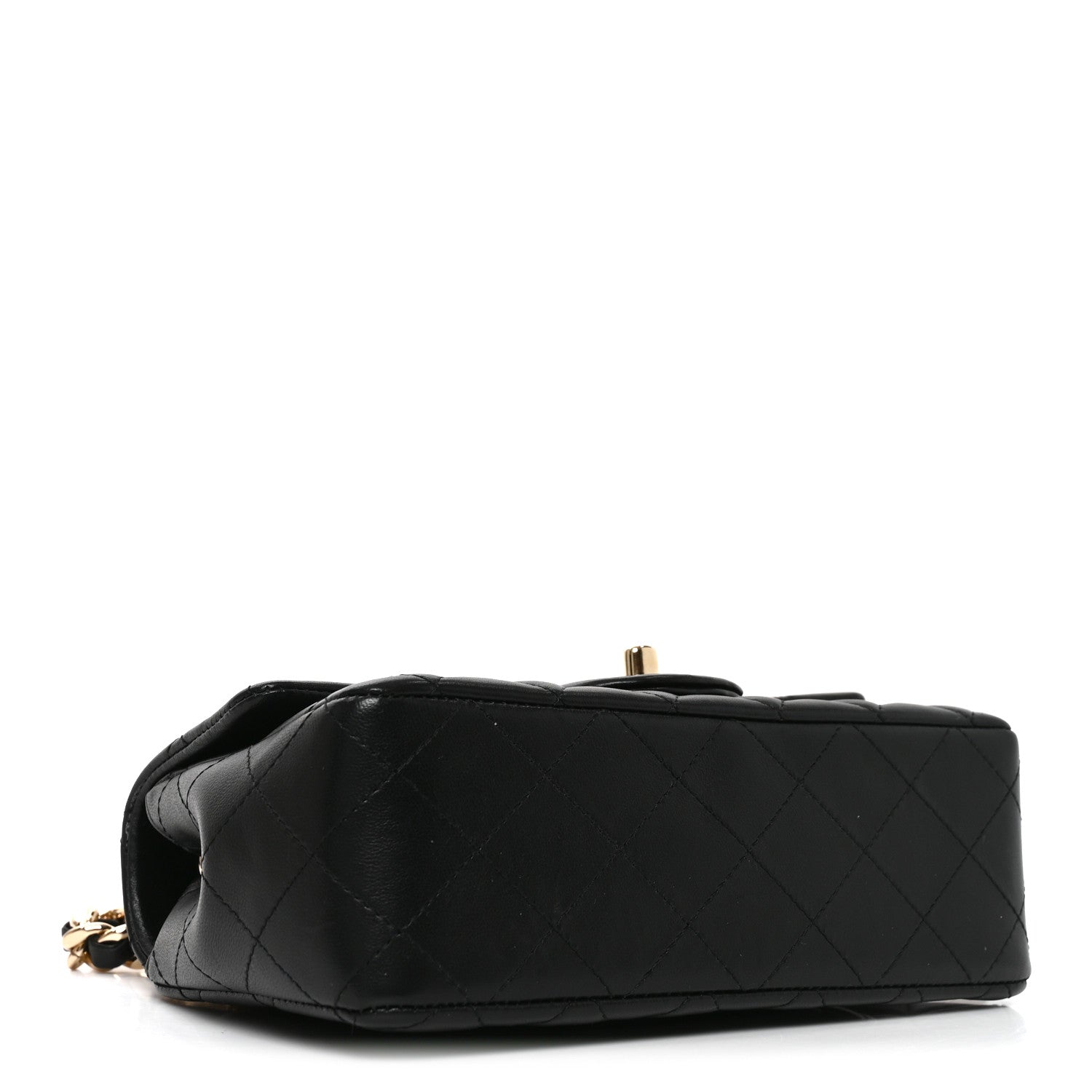 Lambskin Quilted Mini Coco Charms Rectangular Flap Black — view 4