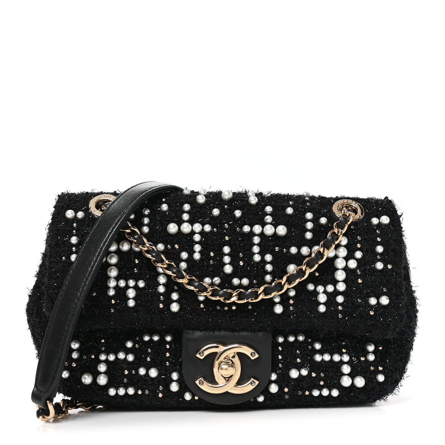 Tweed Pearl Small Cosmos Flap Black