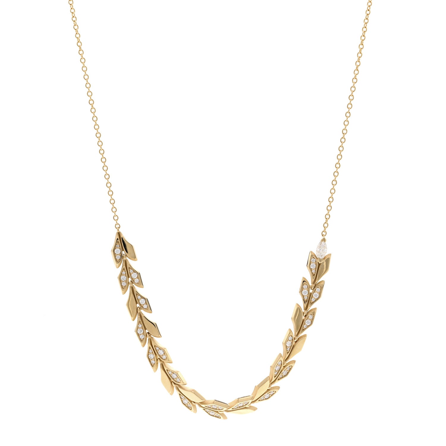 18K Yellow Gold Diamond Victoria Vine East West Necklace