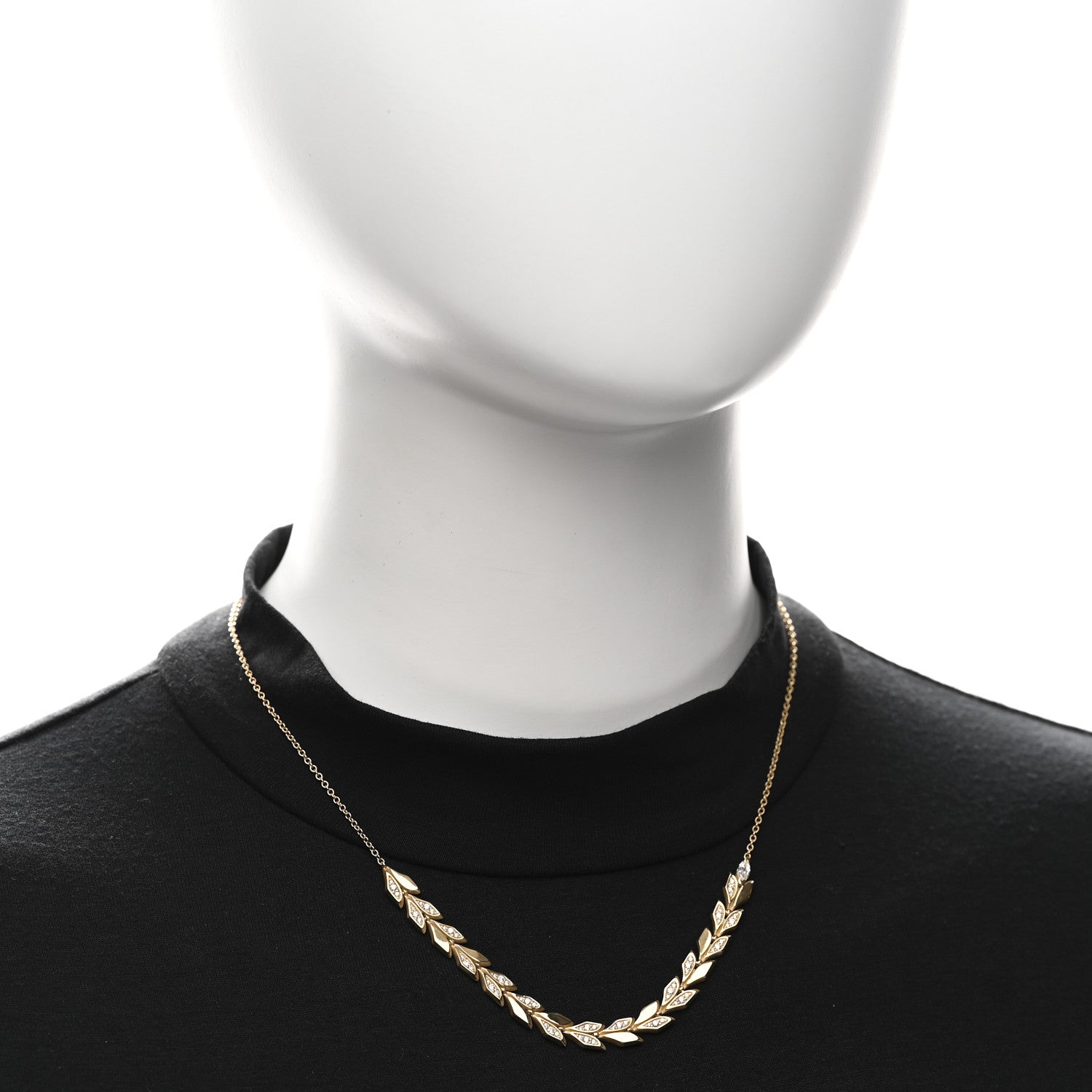 18K Yellow Gold Diamond Victoria Vine East West Necklace — view 2