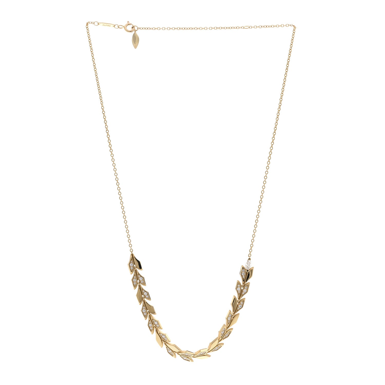 18K Yellow Gold Diamond Victoria Vine East West Necklace — view 3