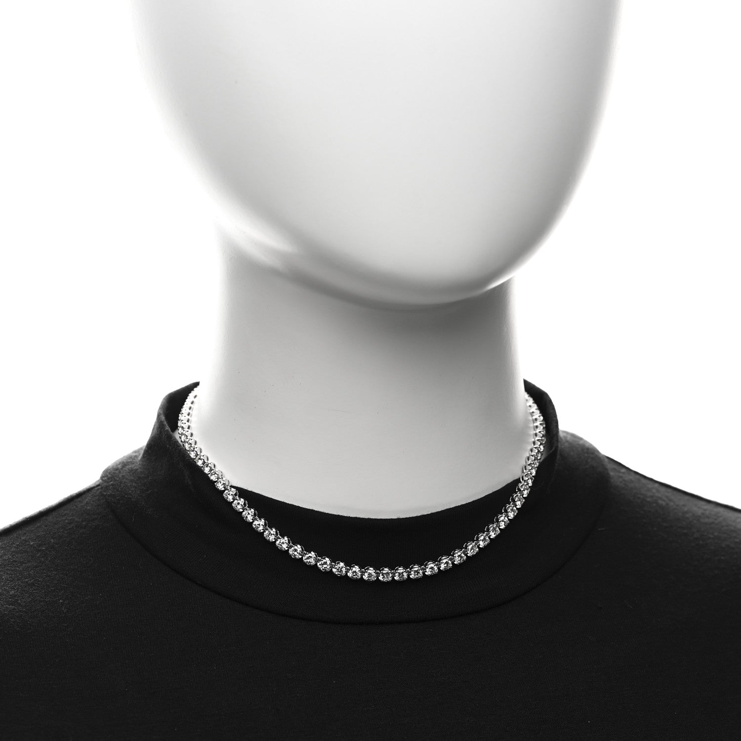 14K White Gold Diamond 6.95ctw Tennis Choker Necklace — view 2