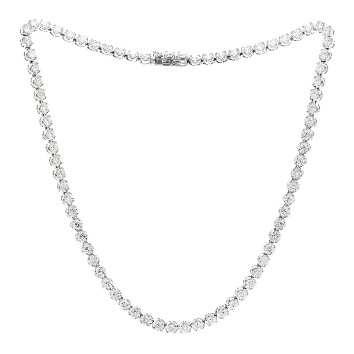 14K White Gold Diamond 6.95ctw Tennis Choker Necklace — view 3