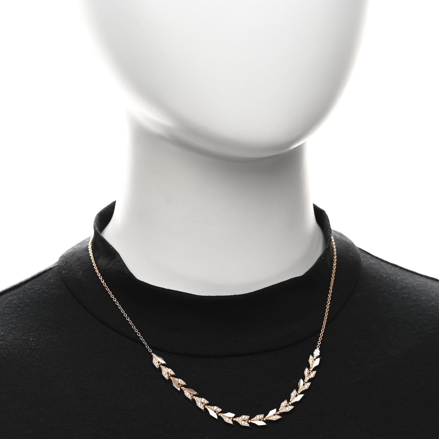 18K Rose Gold Diamond Victoria Vine East West Necklace — view 2