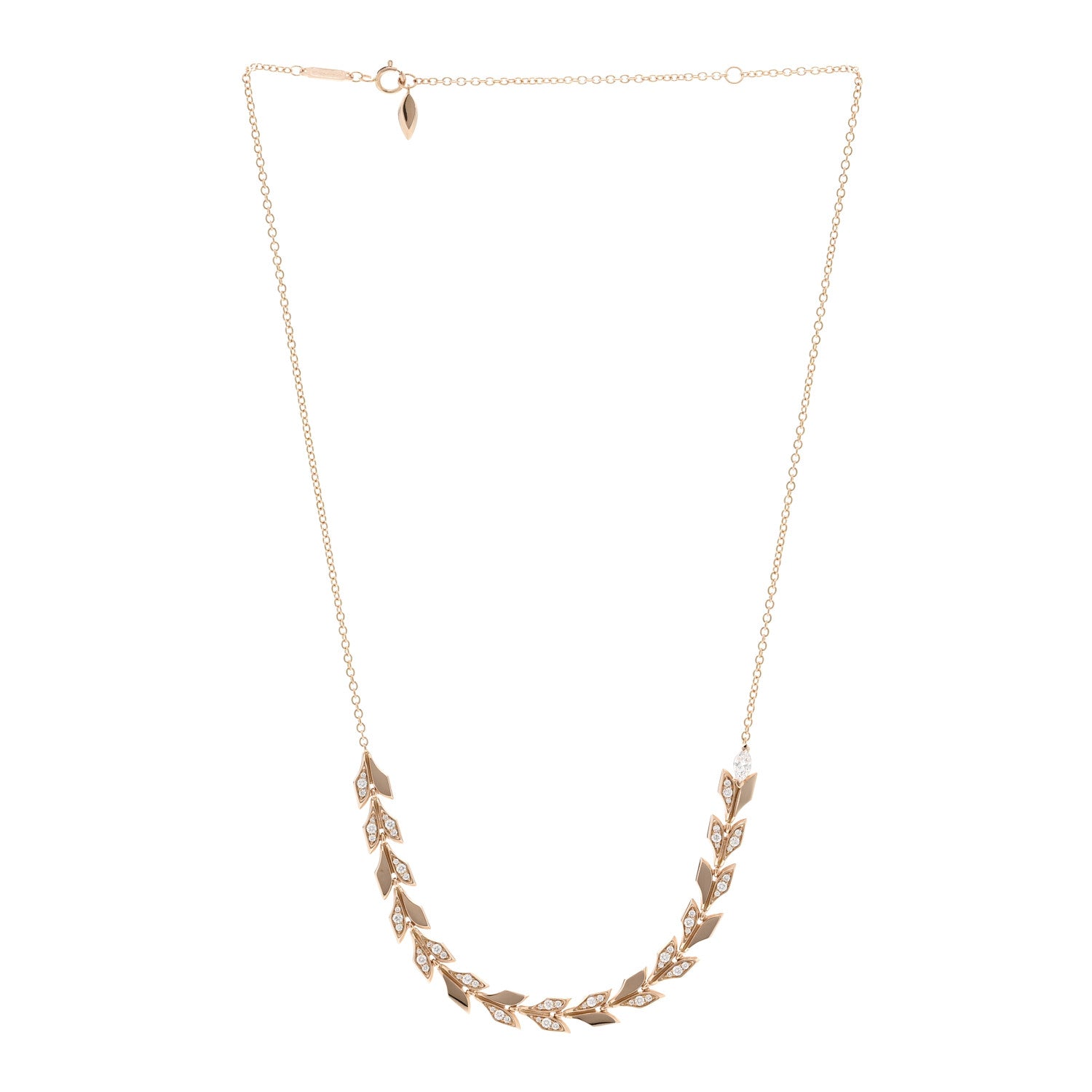 18K Rose Gold Diamond Victoria Vine East West Necklace — view 3