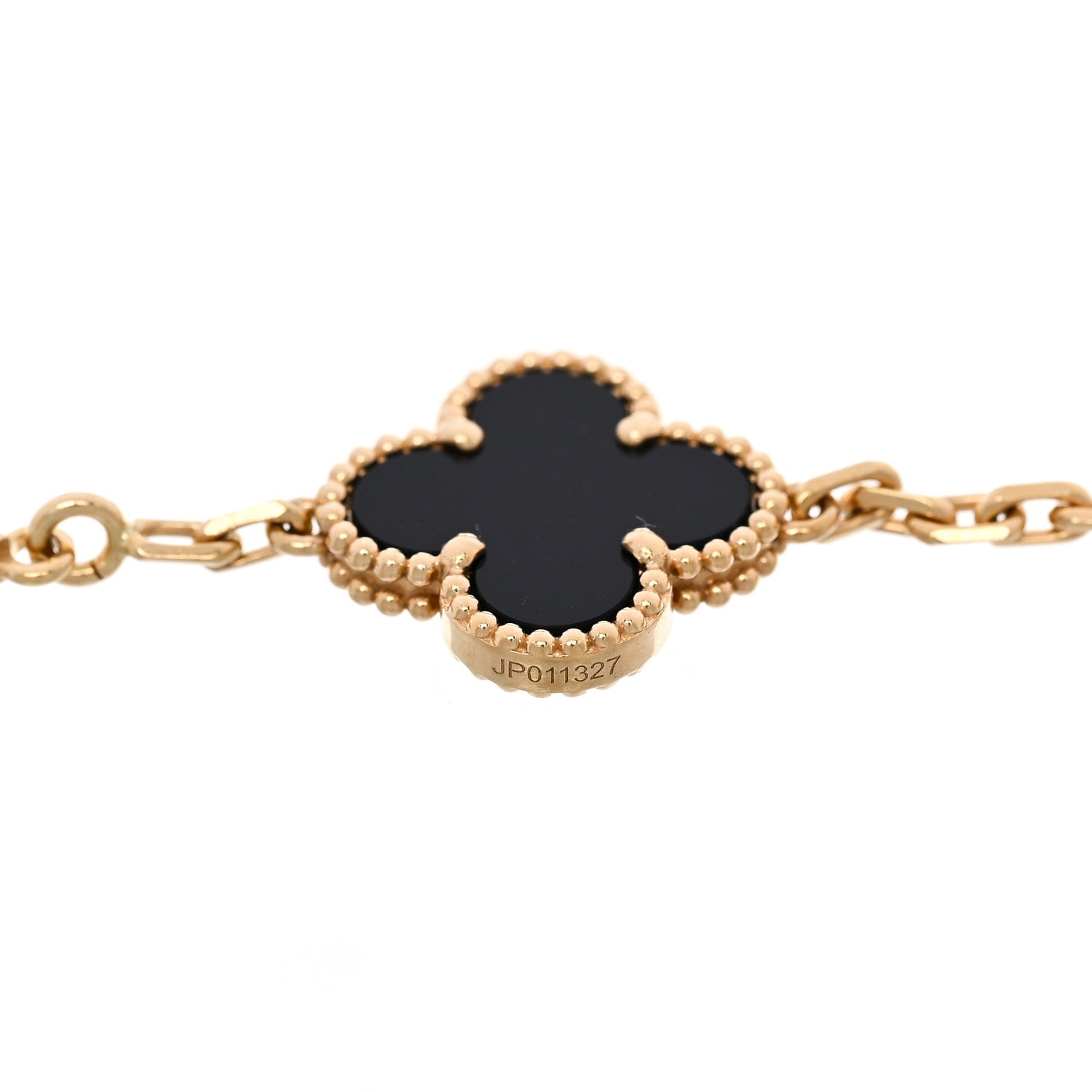 18K Yellow Gold Black Onyx 5 Motifs Vintage Alhambra Bracelet — view 3