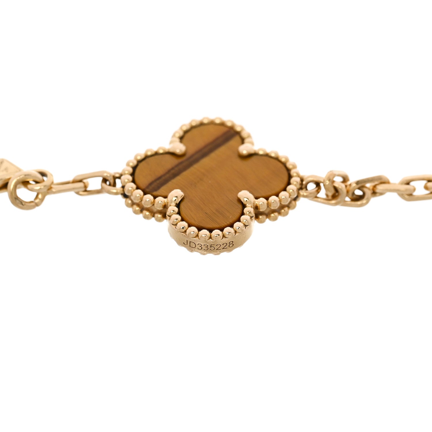 18K Yellow Gold Tiger Eye 5 Motifs Vintage Alhambra Bracelet — view 3