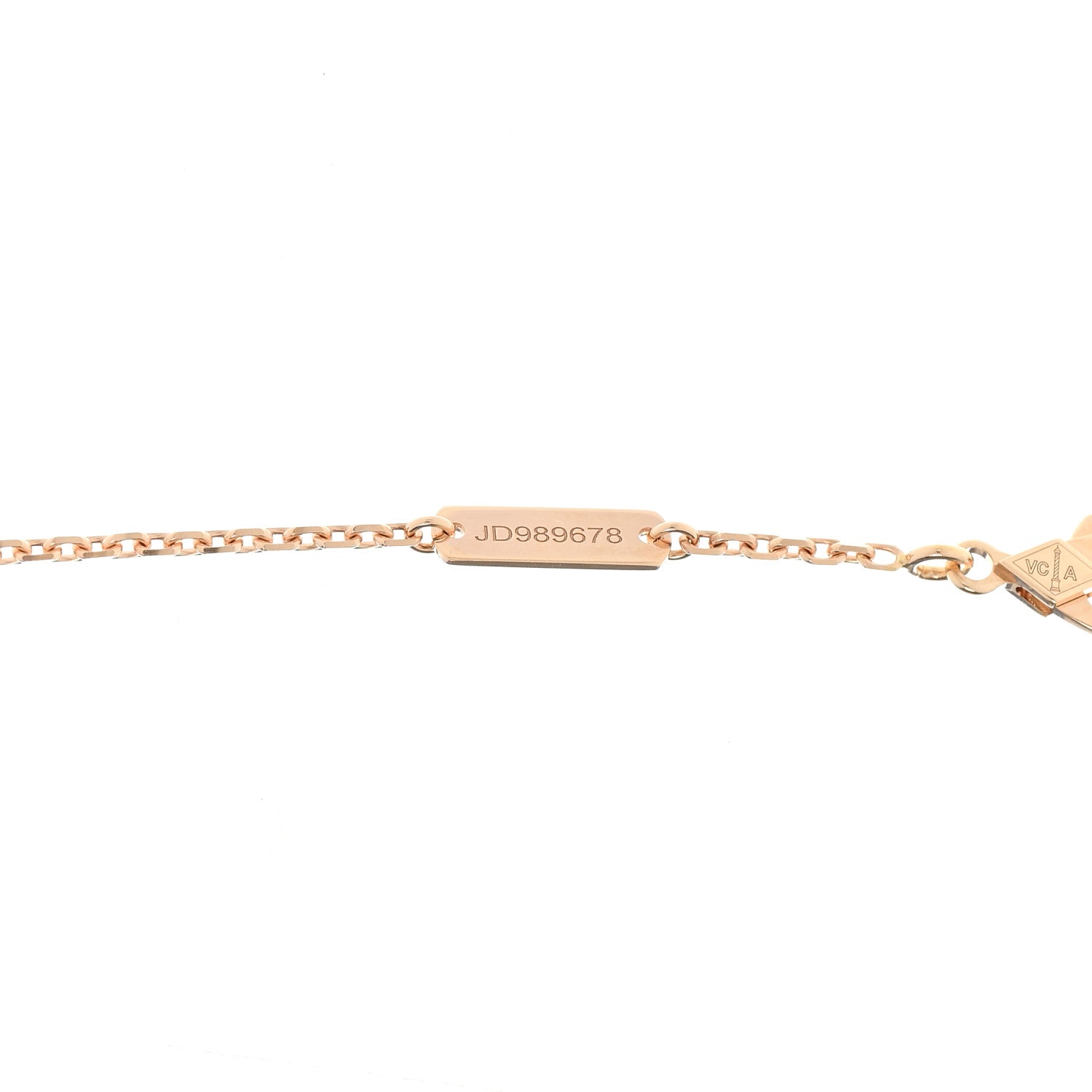18K Rose Gold Diamond Silver Obsidian Vintage Alhambra Pendant Necklace — view 5